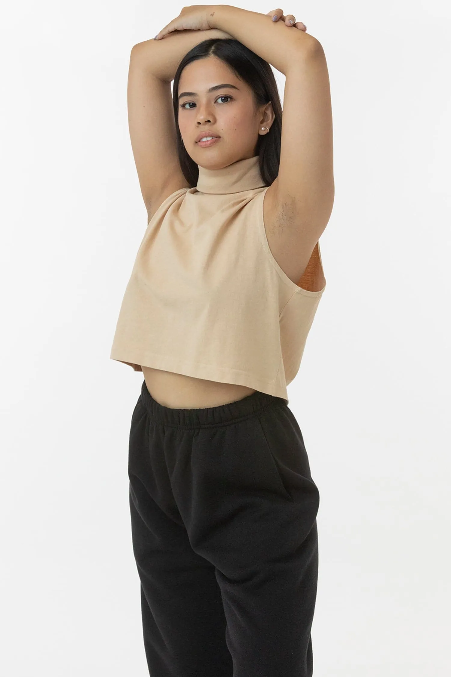 18323GD - Garment Dye Sleeveless Turtleneck Crop Top