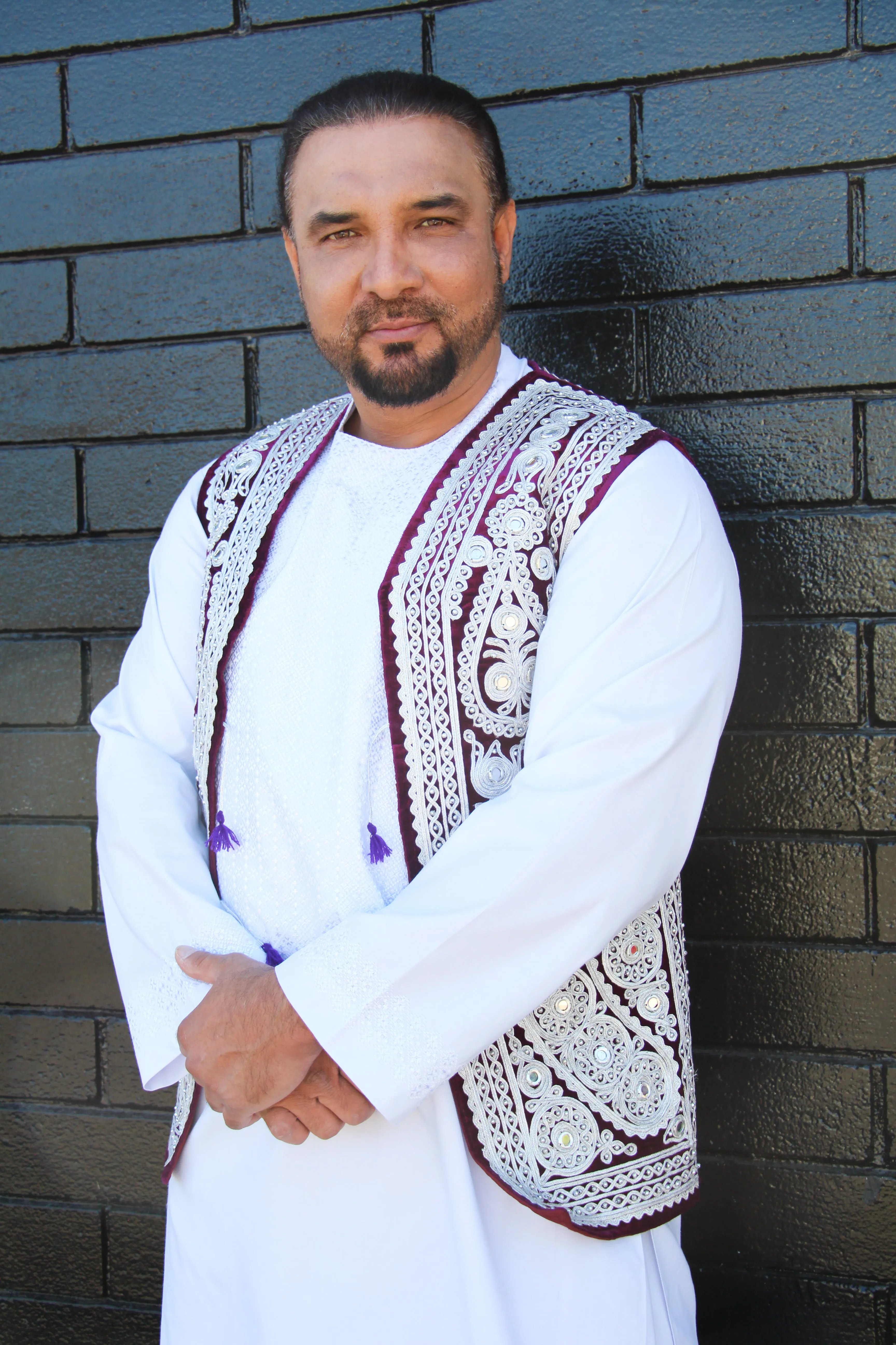 Afghan Vest in Burgundy and silver vest