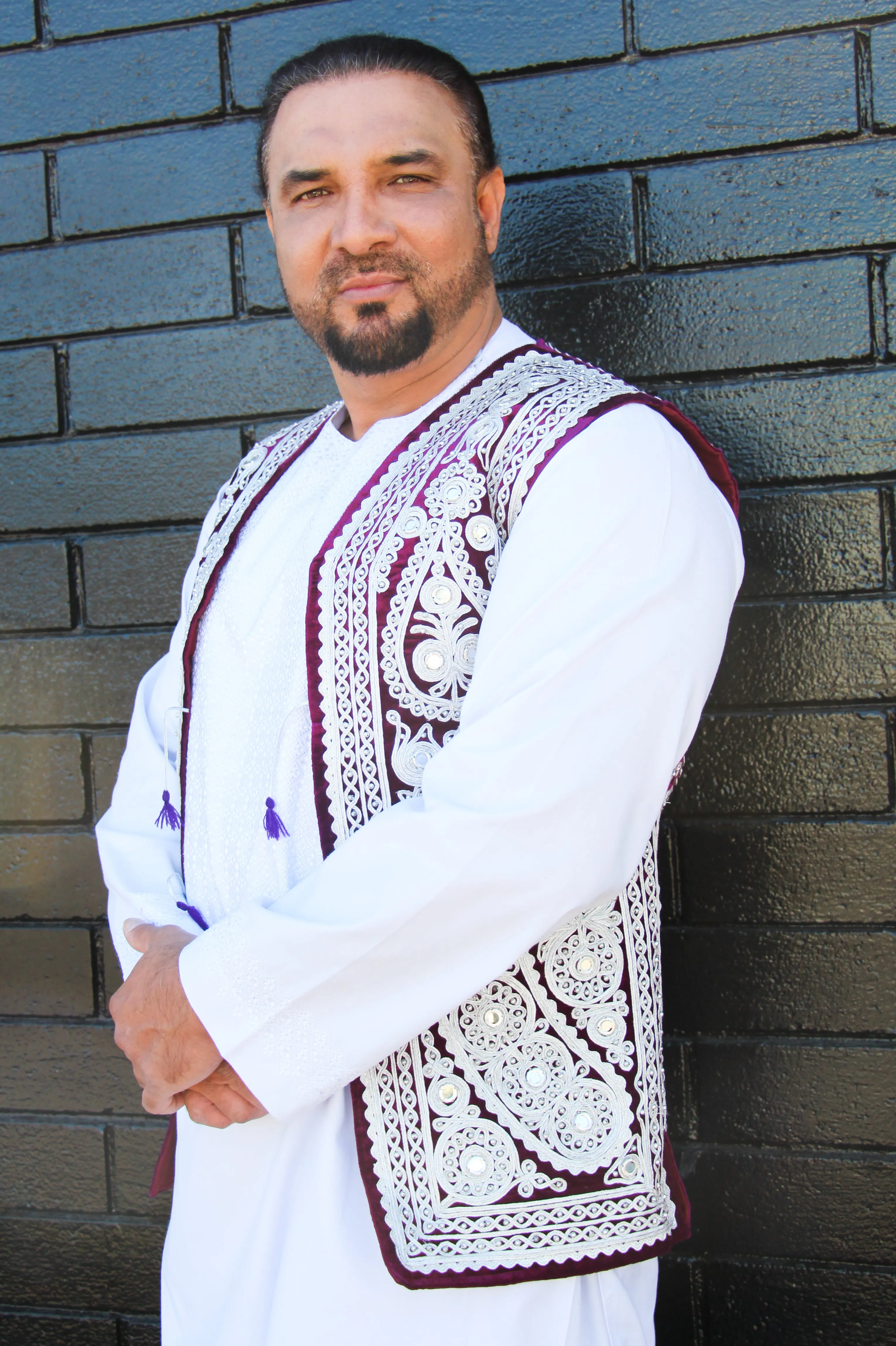 Afghan Vest in Burgundy and silver vest