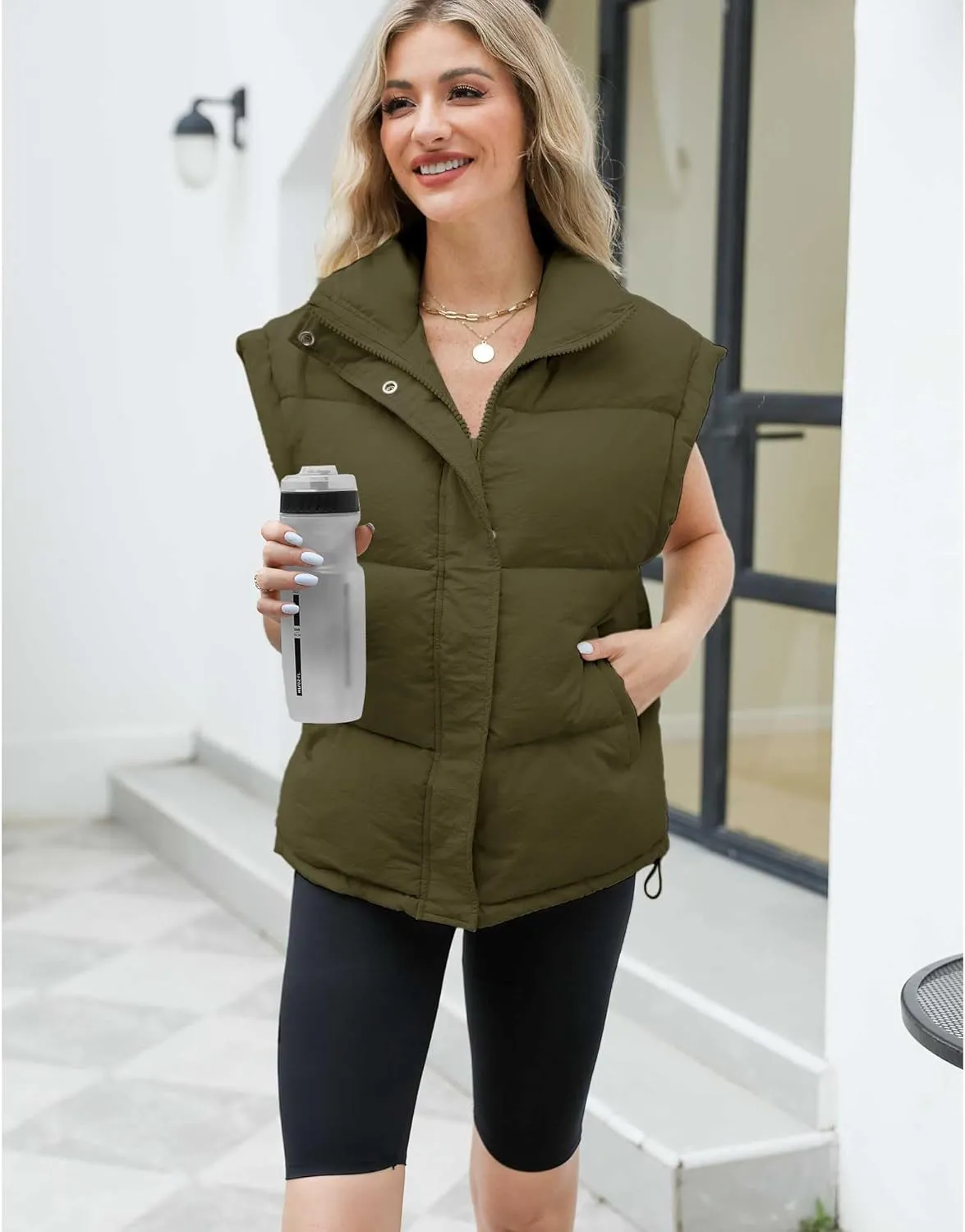 Ainangua Women's Puffer Vest Stand Collar Zipper Sleeveless Jackets Winter Lightweight Vests Warm Padded Jacket Coat