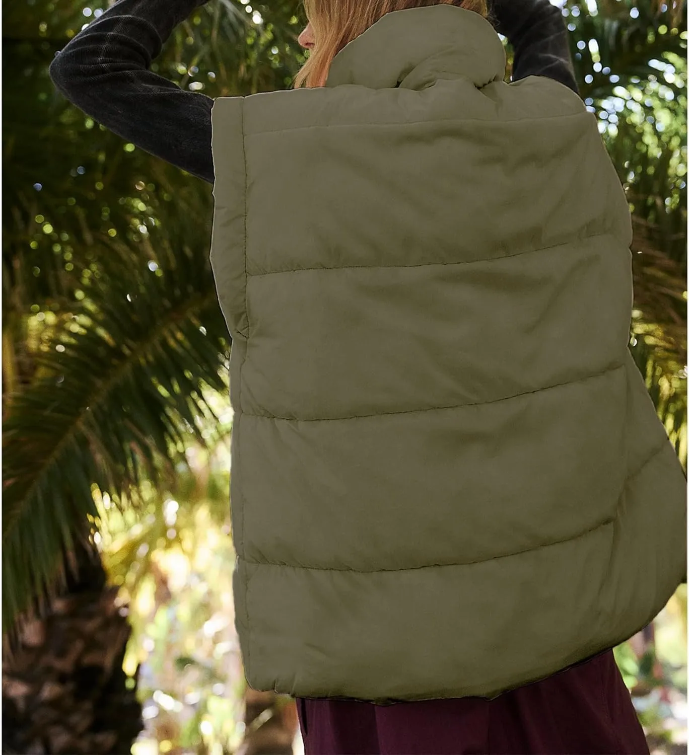 Ainangua Women's Puffer Vest Stand Collar Zipper Sleeveless Jackets Winter Lightweight Vests Warm Padded Jacket Coat