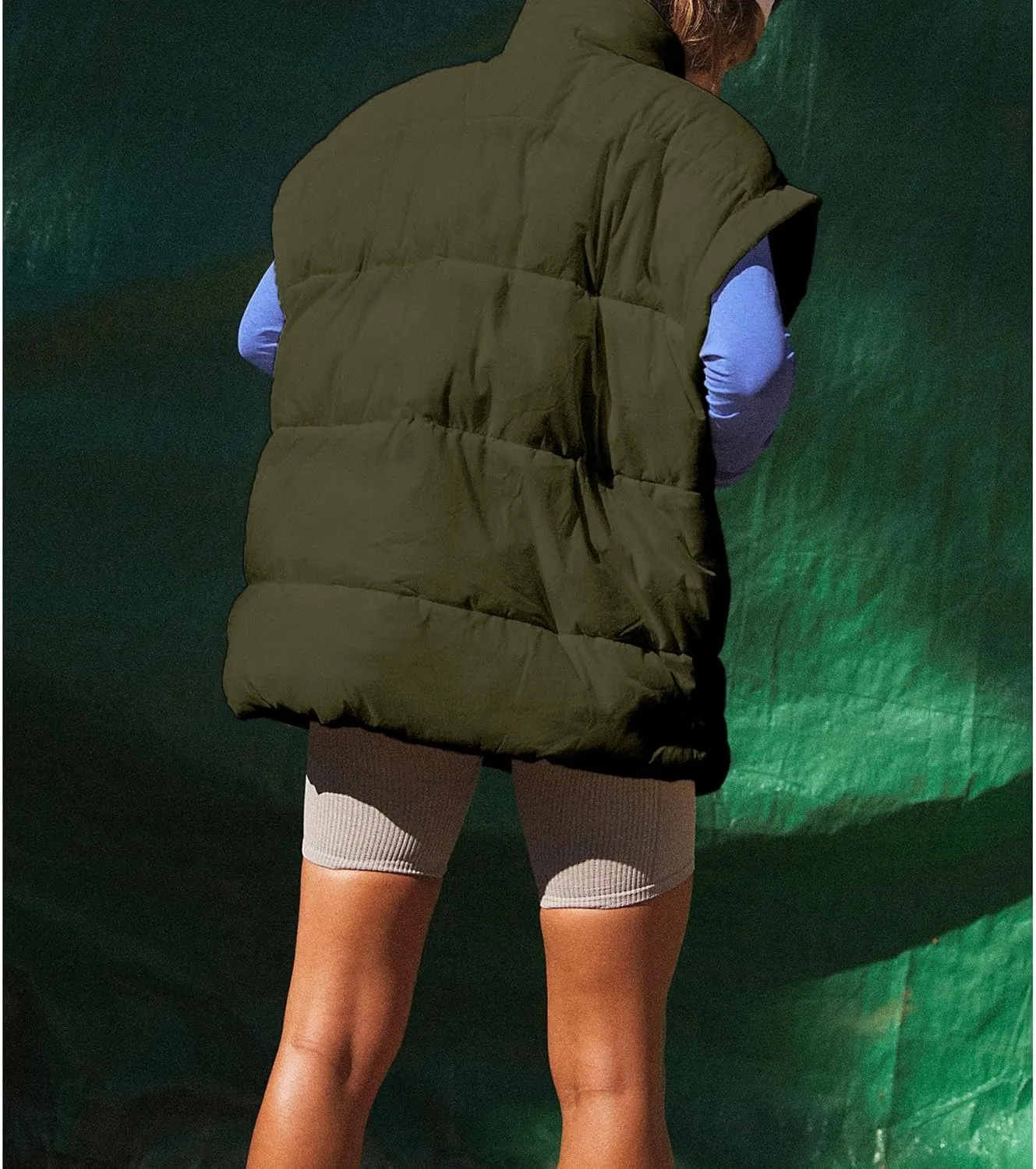 Ainangua Women's Puffer Vest Stand Collar Zipper Sleeveless Jackets Winter Lightweight Vests Warm Padded Jacket Coat