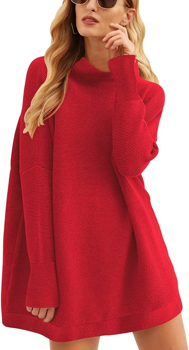 ANRABESS Women Oversized Casual Loose Turtleneck Long Sleeve Slouchy Baggy Knit Tunic Sweaters Pullover 2024 Fall Outfits