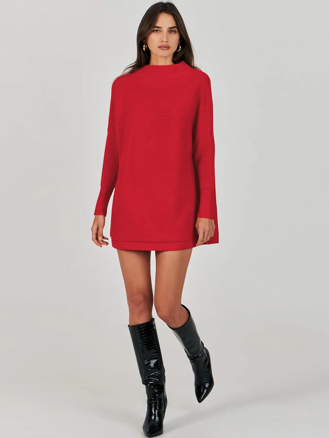 ANRABESS Women Oversized Casual Loose Turtleneck Long Sleeve Slouchy Baggy Knit Tunic Sweaters Pullover 2024 Fall Outfits