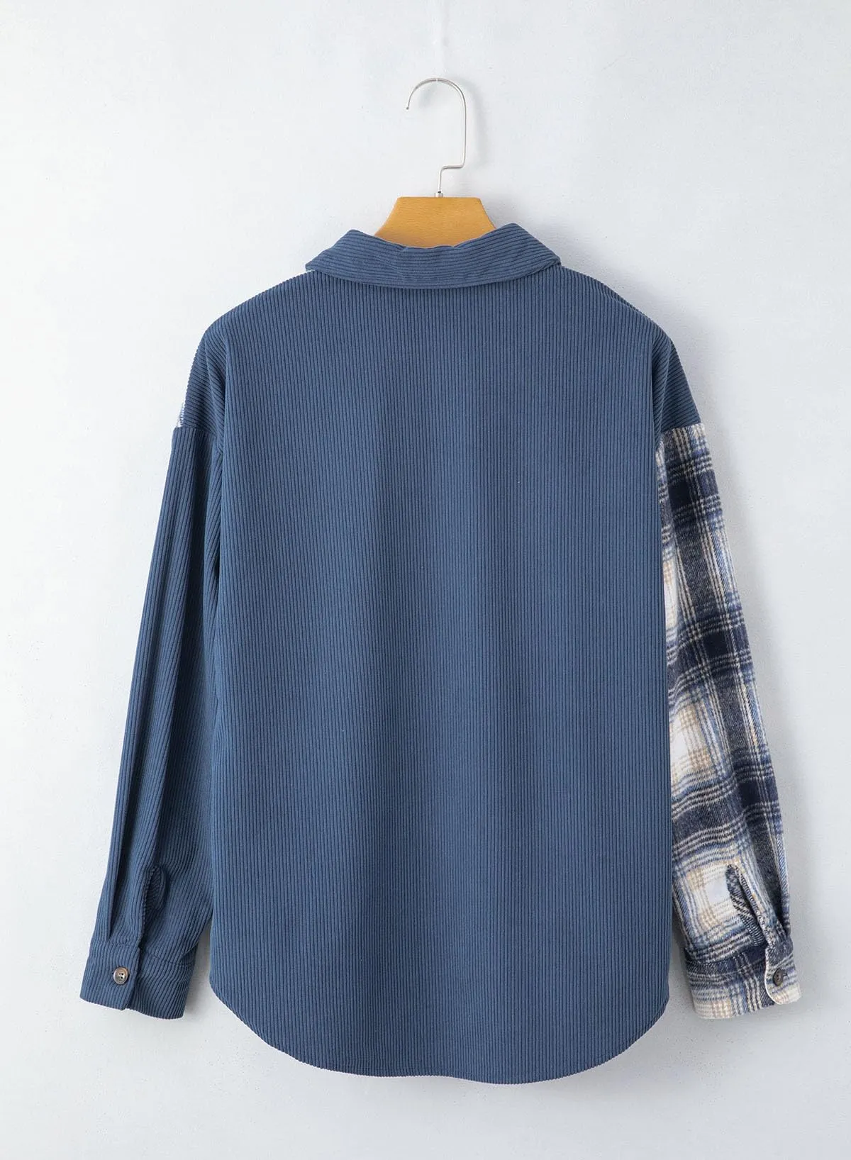 Astylish Women's Color Block Corduroy Shirts Long Sleeve Button Down Boyfriend Blouses Tops