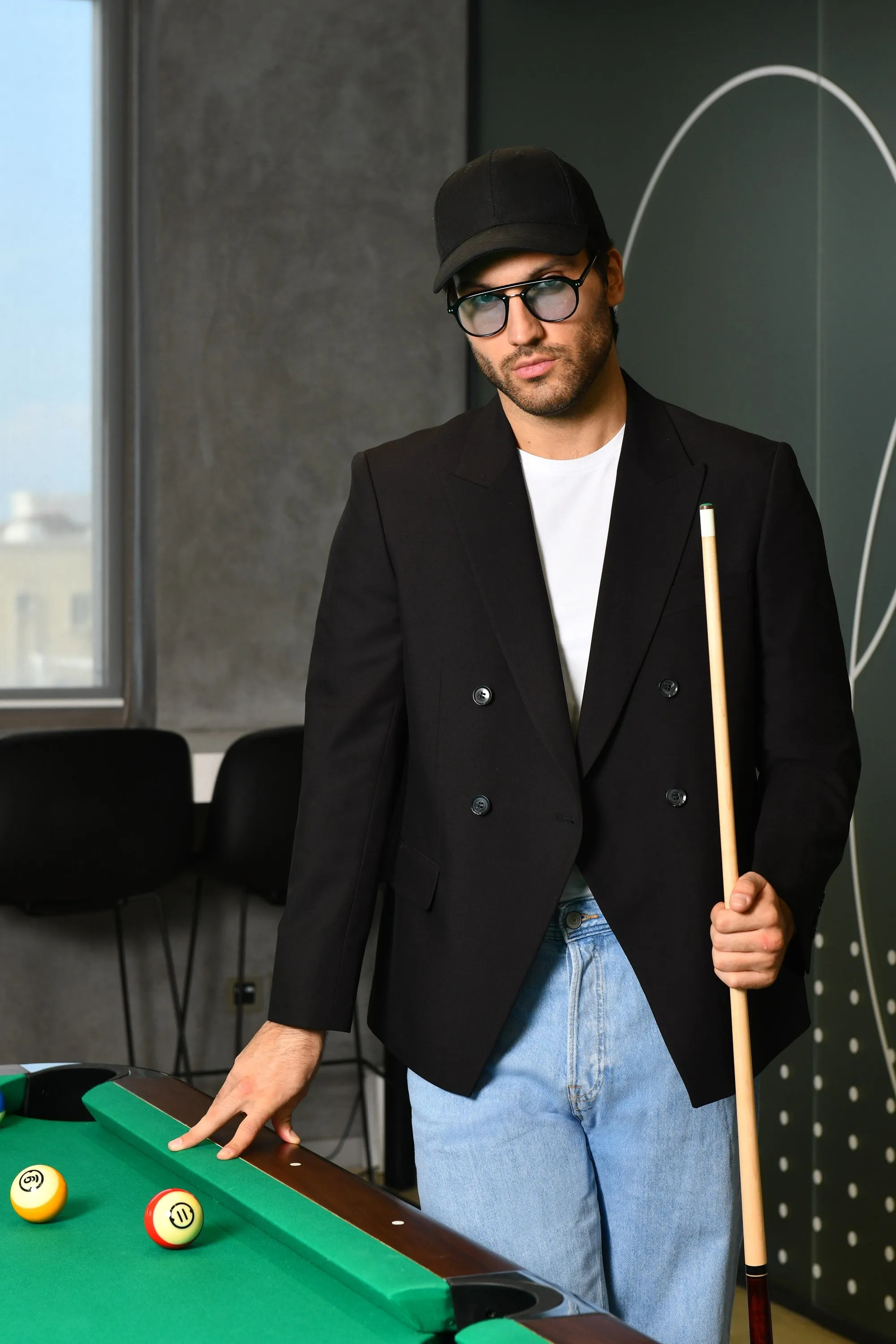 Black Double-Breasted Blazer – Unique V-Cut Precision for Elevated Style Online UAE