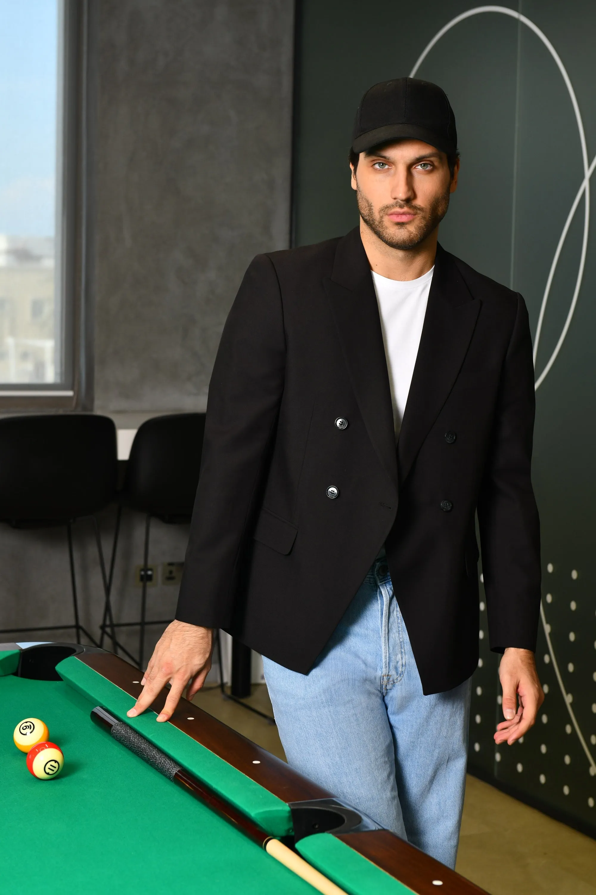 Black Double-Breasted Blazer – Unique V-Cut Precision for Elevated Style Online UAE