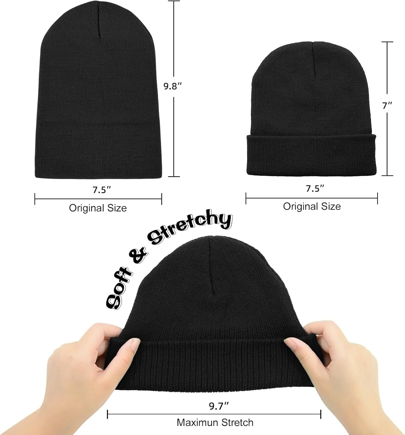 Century Star Kid's Winter Knit Beanie Hats Boys Girls Soft Cozy Baggy Slouchy Beanie Toddlers Youth Hip-hop Skull Cap
