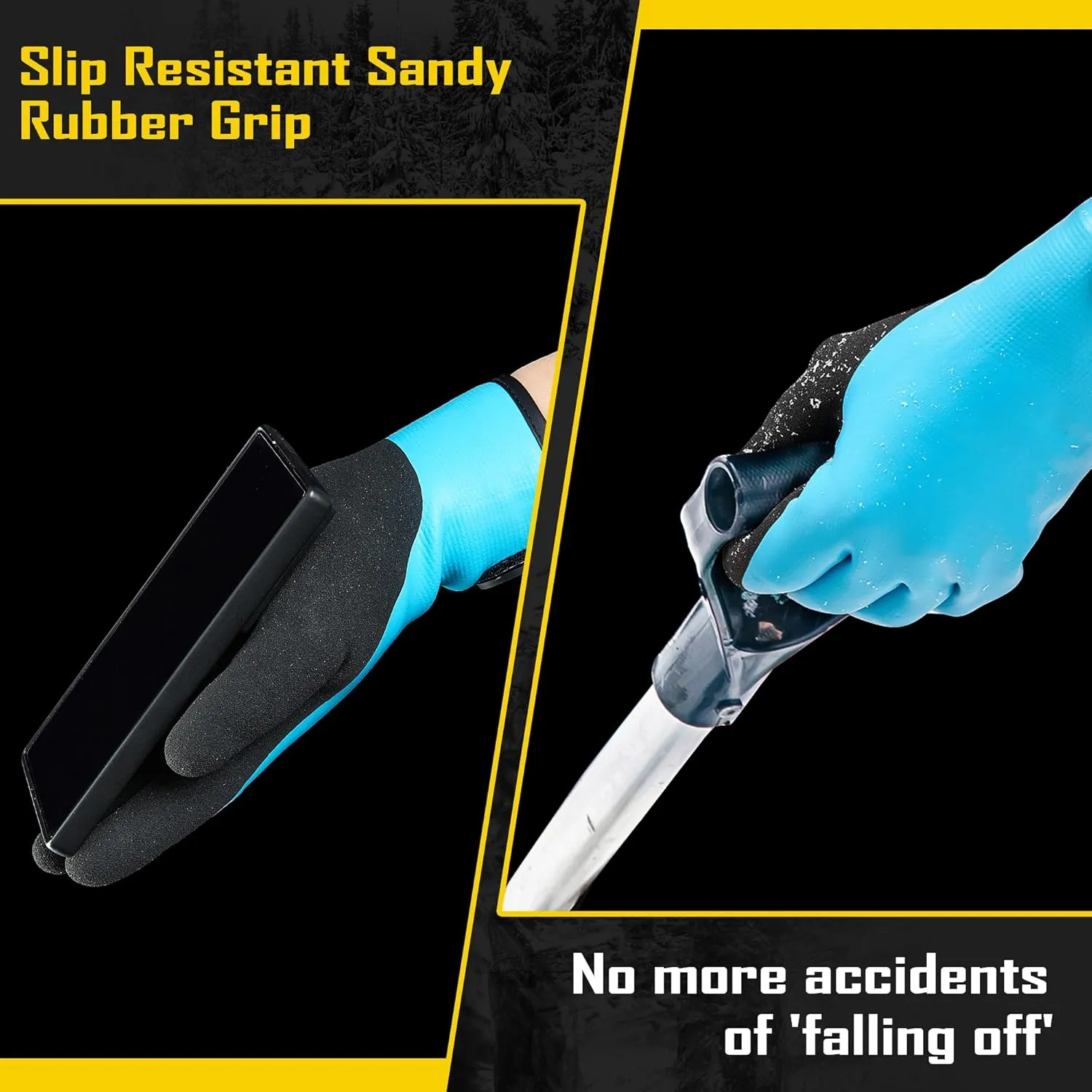 COOLJOB Thermal Warm Winter Work Gloves with Grip, Rubber Coated Touchscreen Waterproof Freezer Gloves for Warehouse, 1 Pair