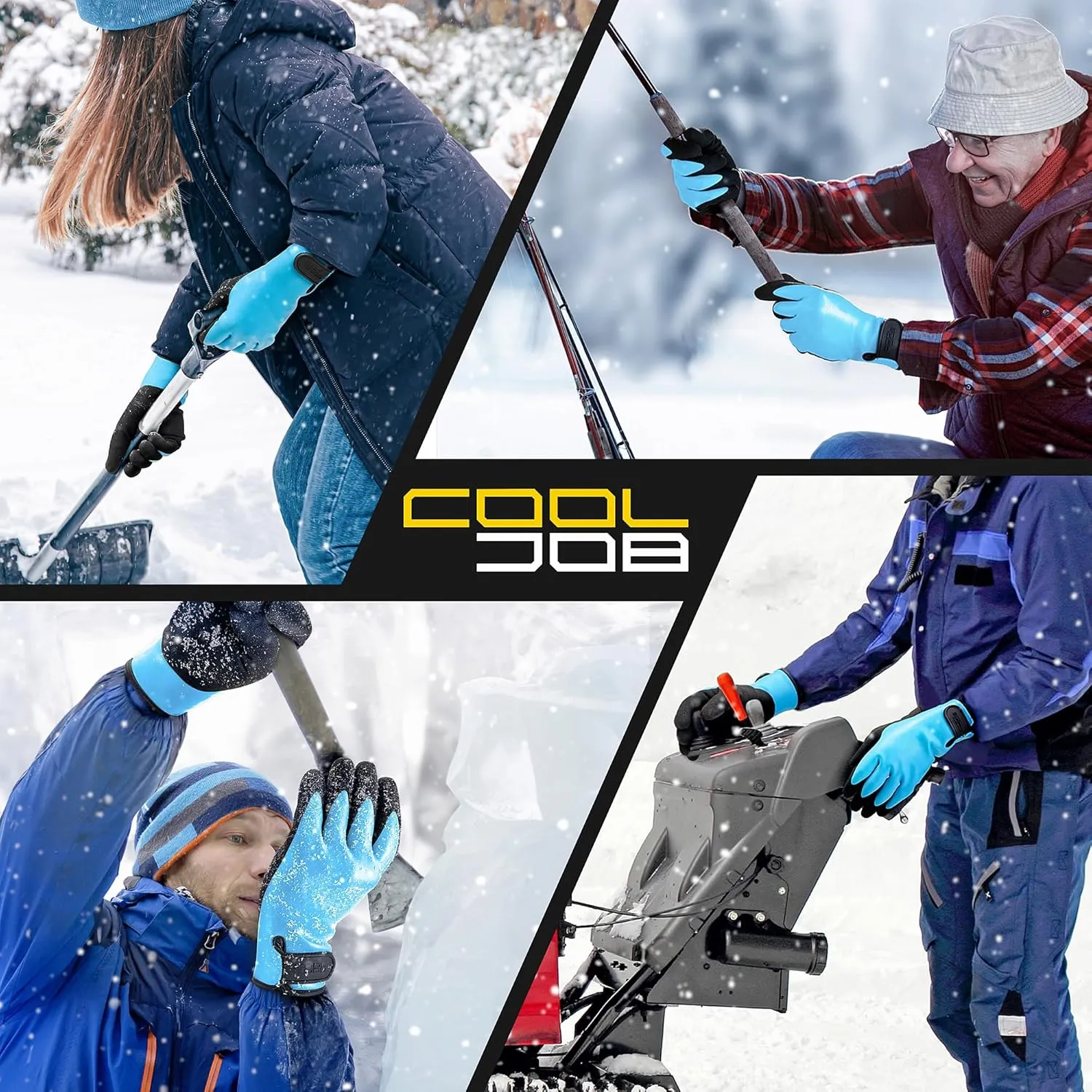 COOLJOB Thermal Warm Winter Work Gloves with Grip, Rubber Coated Touchscreen Waterproof Freezer Gloves for Warehouse, 1 Pair