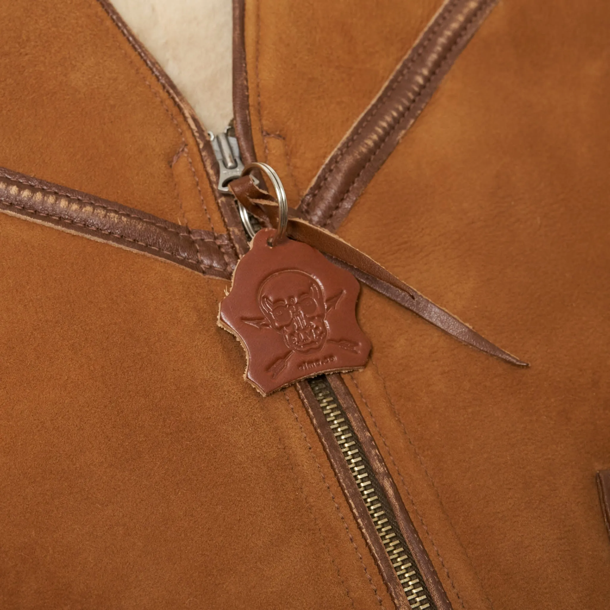 Eastman Shearling Biker Vest Dark Brown