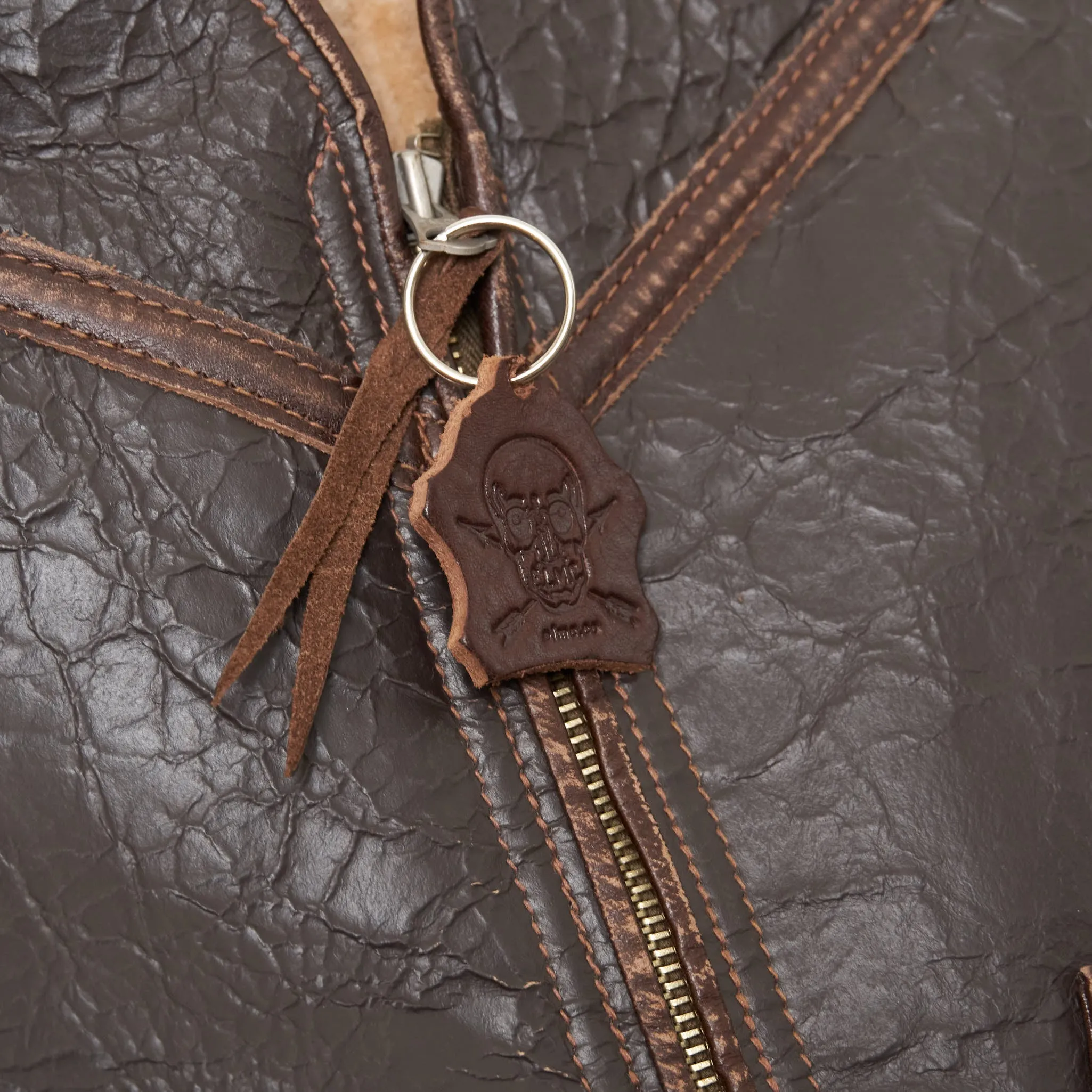 Eastman Shearling Biker Vest Dark Brown