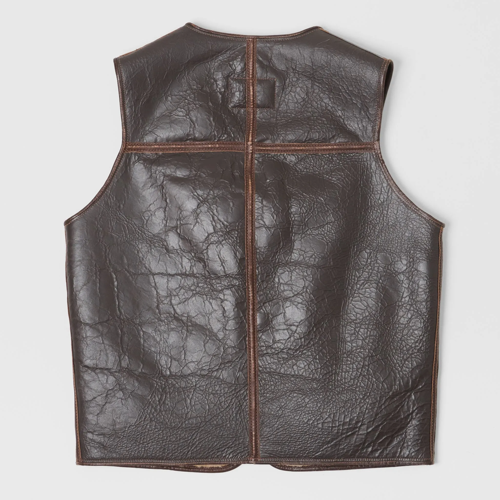 Eastman Shearling Biker Vest Dark Brown