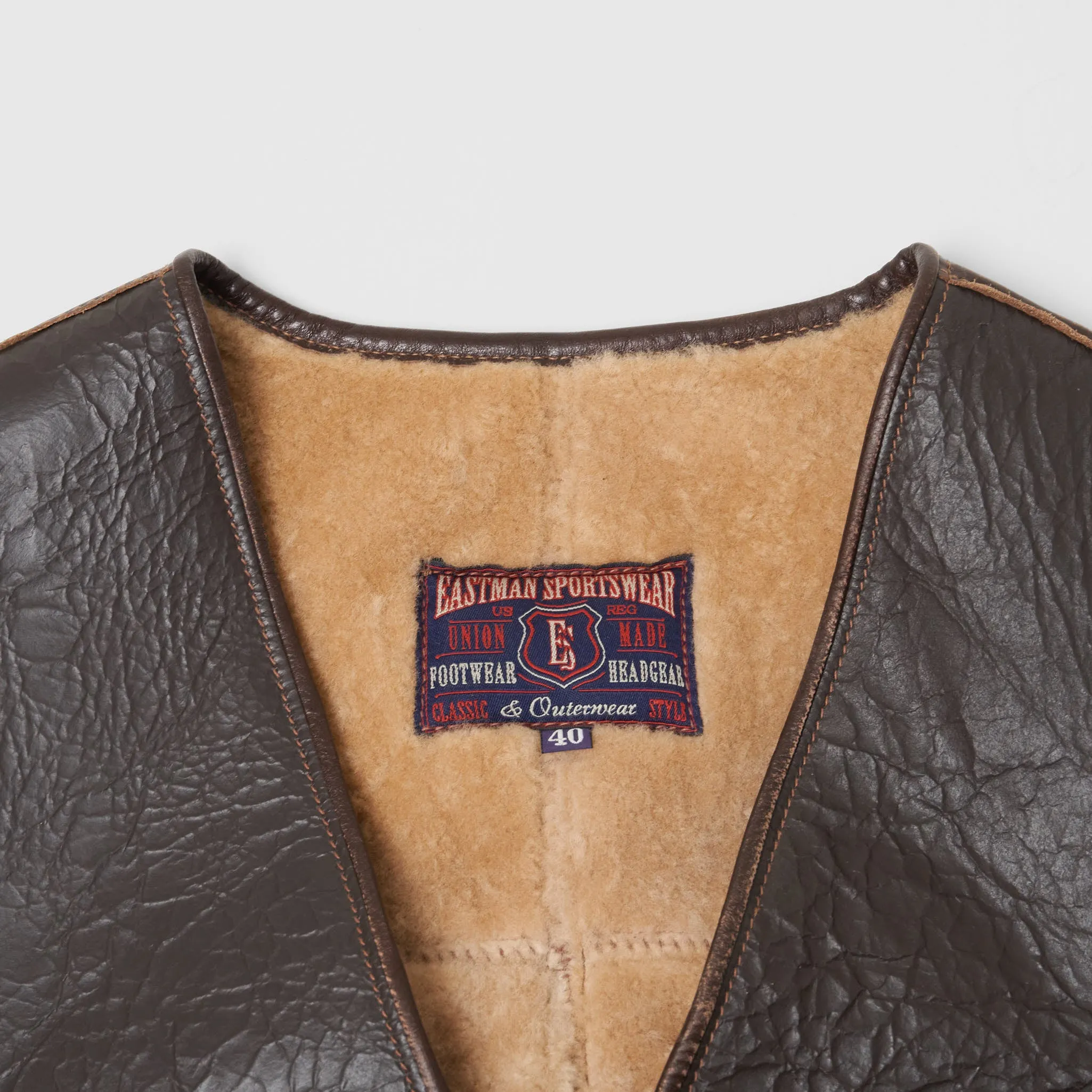 Eastman Shearling Biker Vest Dark Brown