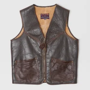 Eastman Shearling Biker Vest Dark Brown