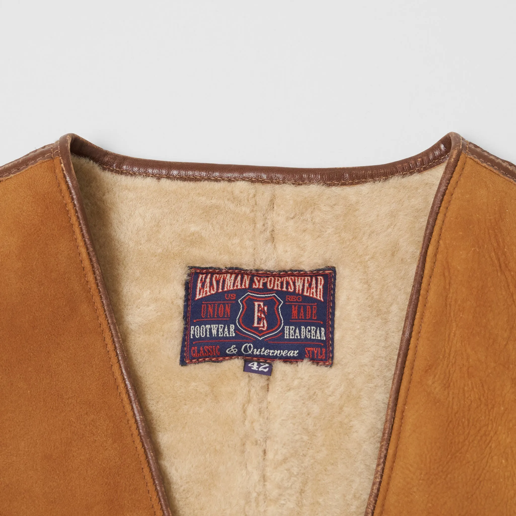 Eastman Shearling Biker Vest Natural