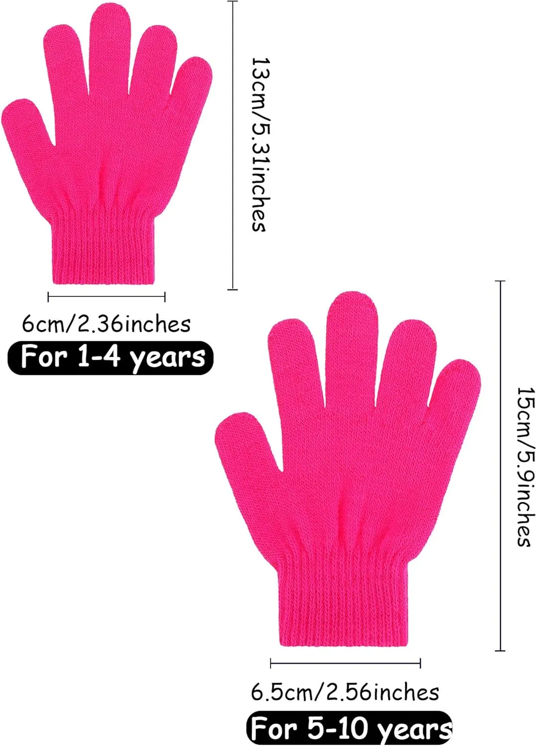 EBOOT 3 Pairs Kids Winter Knit Gloves Stretchy Full Finger Fluffy Mittens for Toddler Boys Girls 1-11 Years