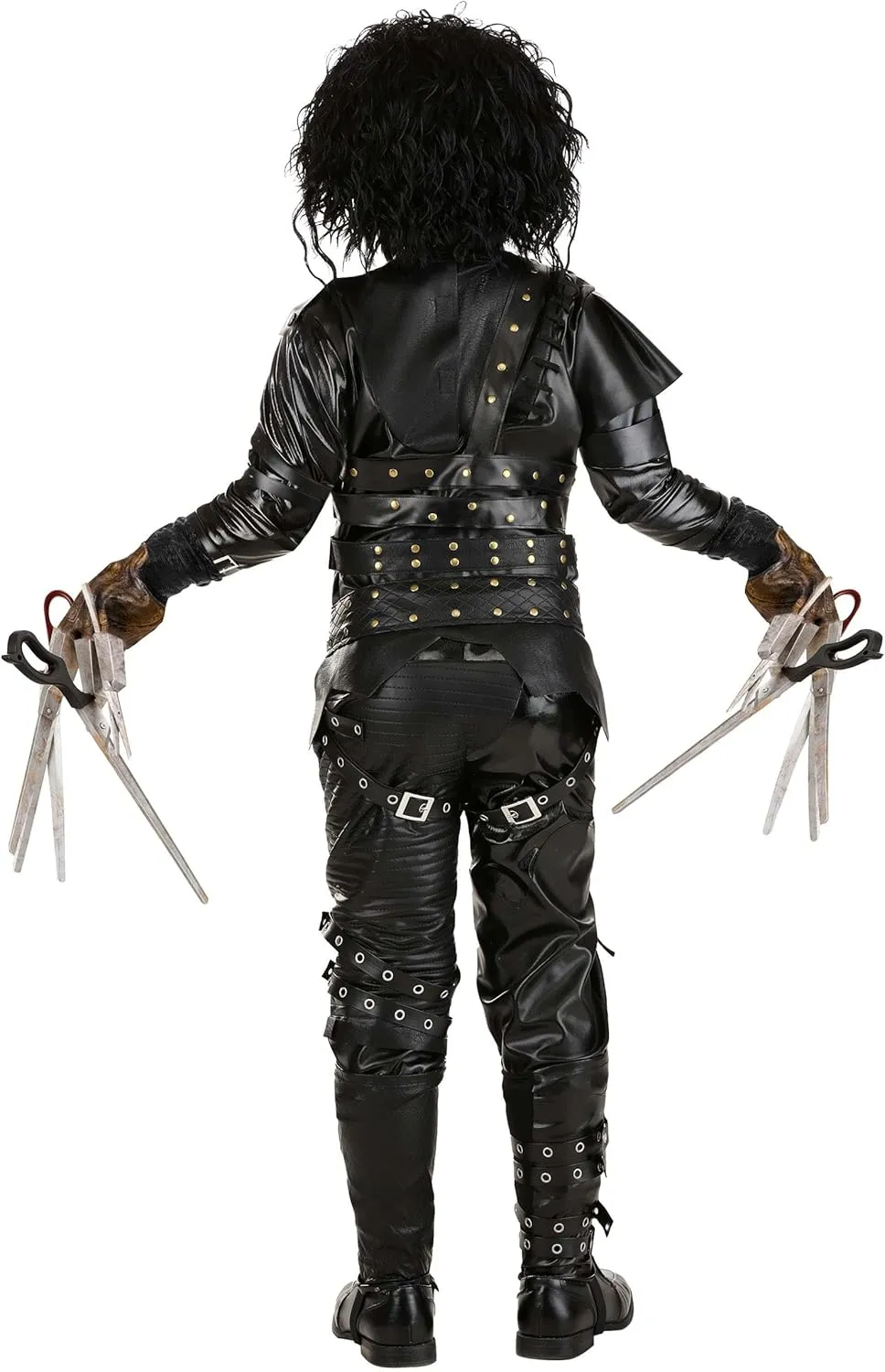 Kids Edward Scissorhands Costume | Boys Movie Character Complete Halloween Outfit: Shirt, Pants, Scissor Gloves, Wig