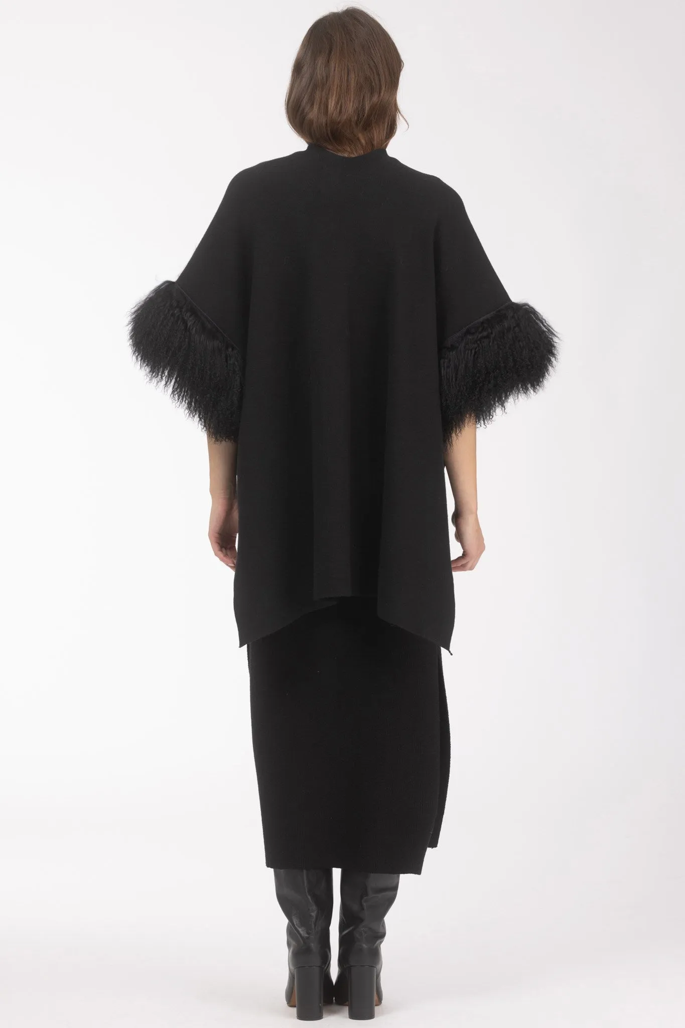 Knit Vest With Select Mongolian Shearling Lamb Trim (Tg)