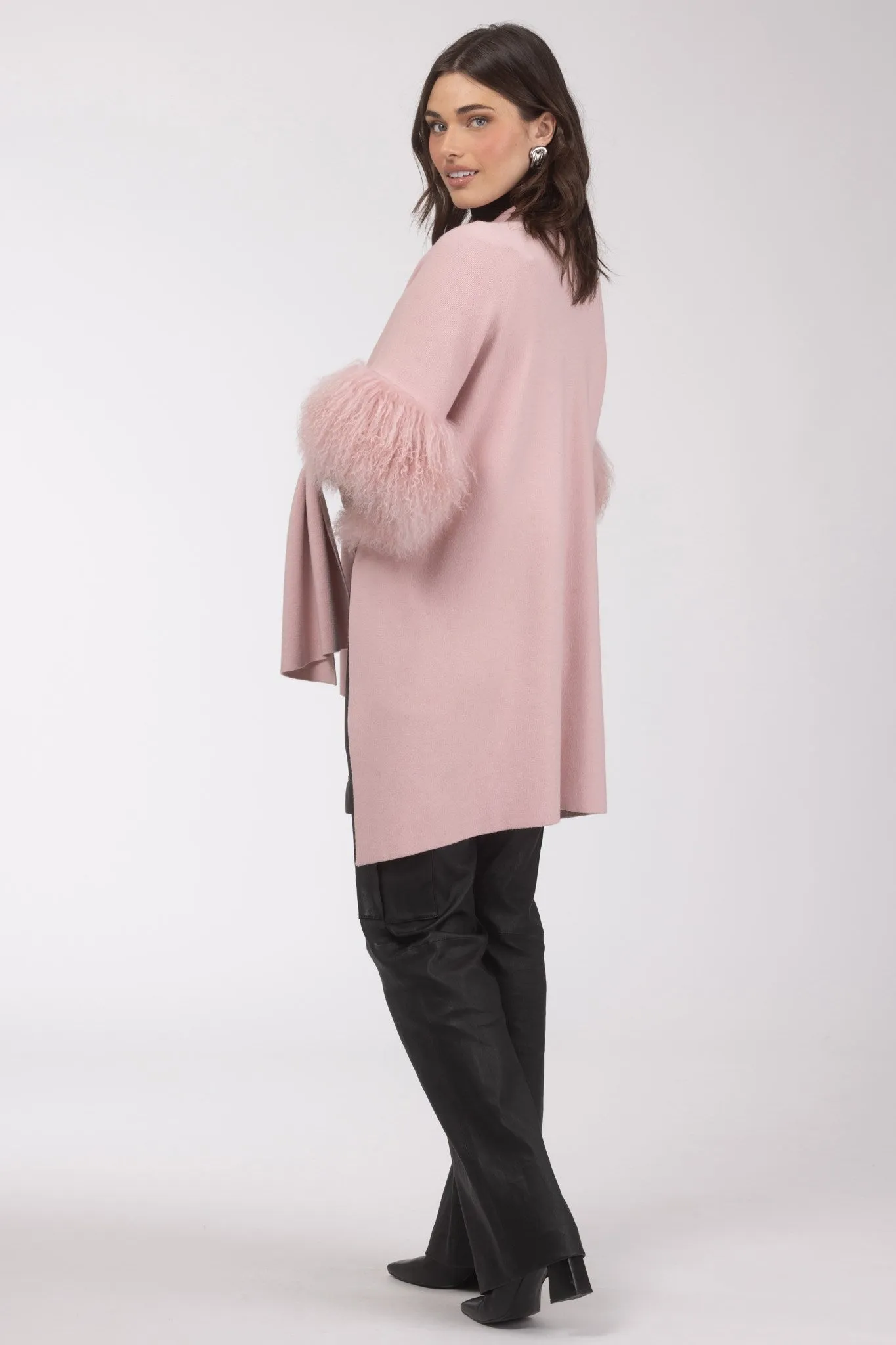 Knit Vest With Select Mongolian Shearling Lamb Trim (Tg)