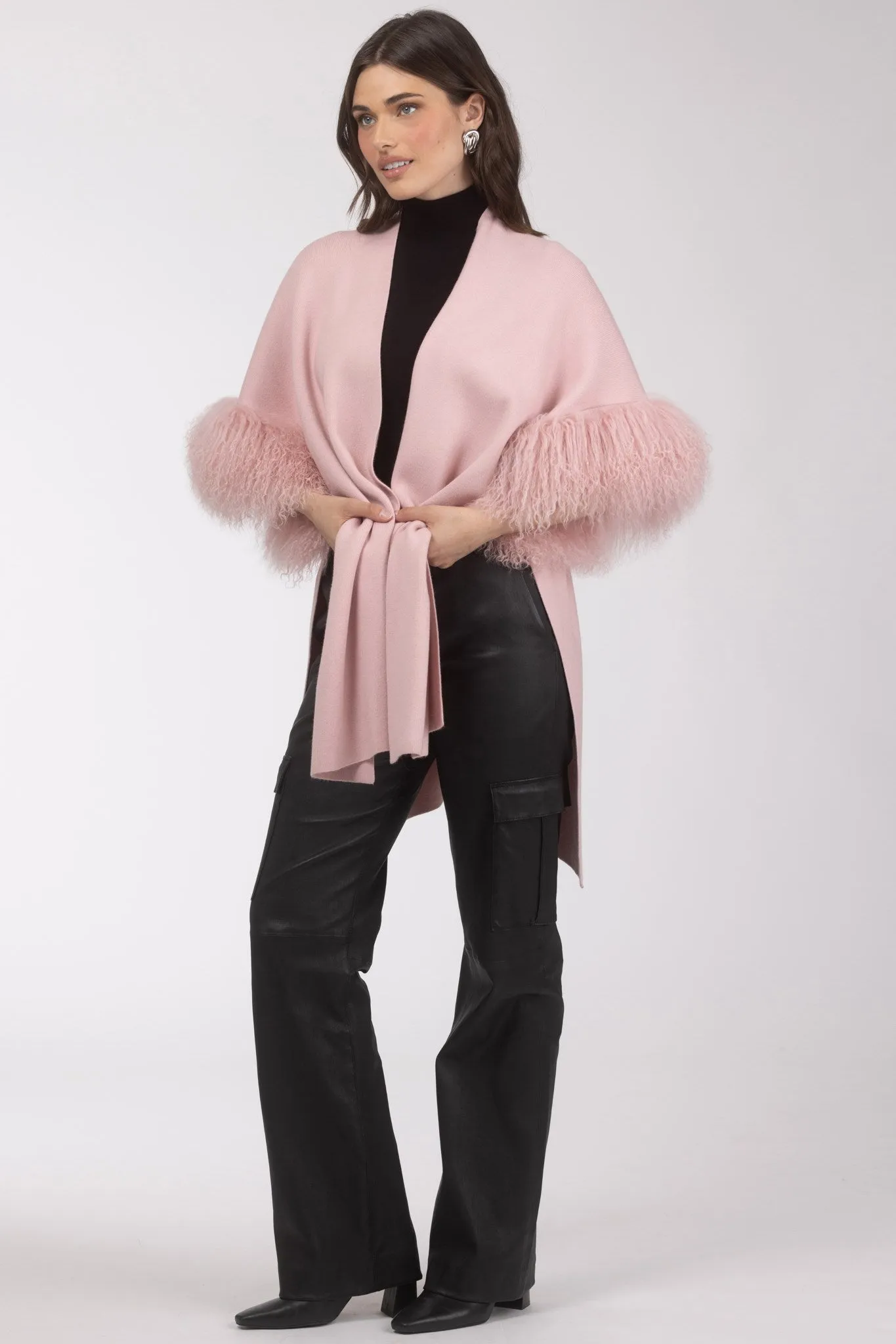 Knit Vest With Select Mongolian Shearling Lamb Trim (Tg)