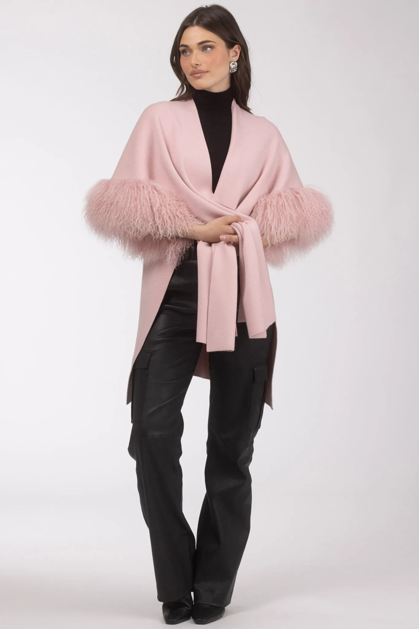 Knit Vest With Select Mongolian Shearling Lamb Trim (Tg)