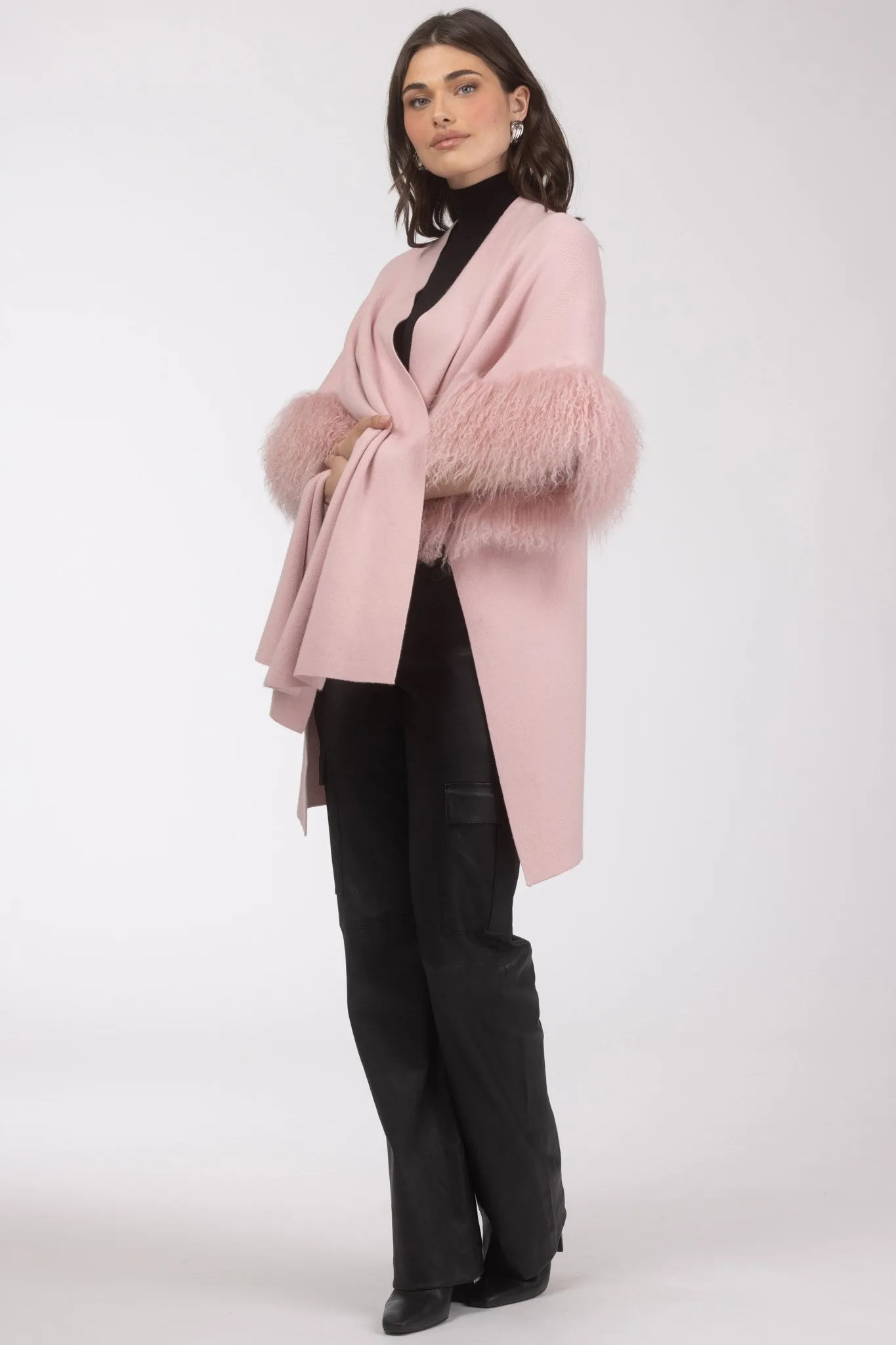 Knit Vest With Select Mongolian Shearling Lamb Trim (Tg)