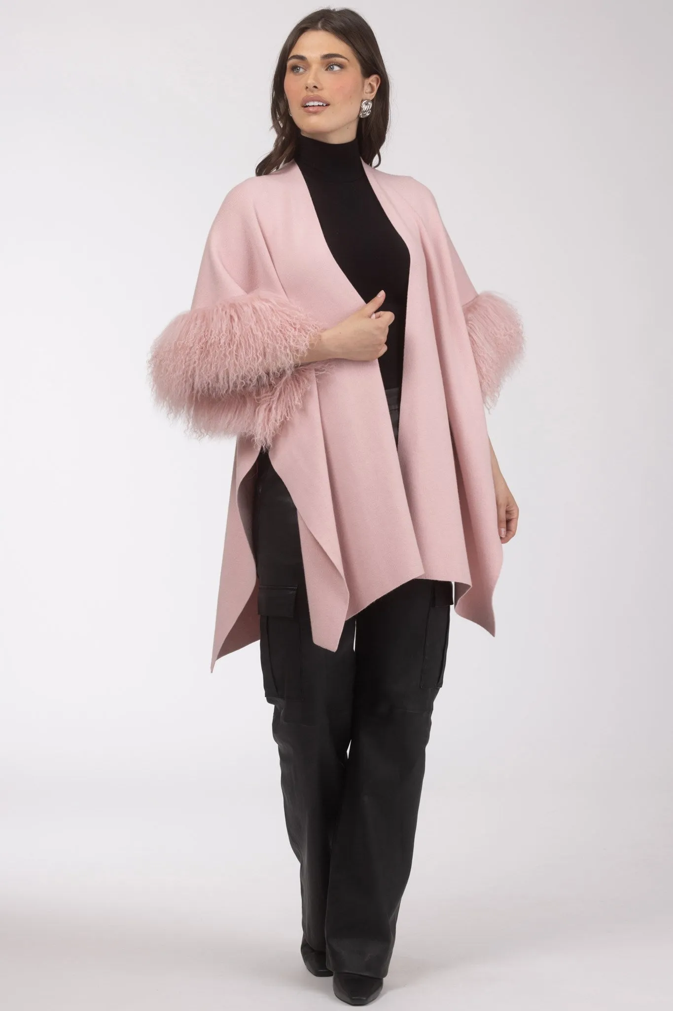 Knit Vest With Select Mongolian Shearling Lamb Trim (Tg)