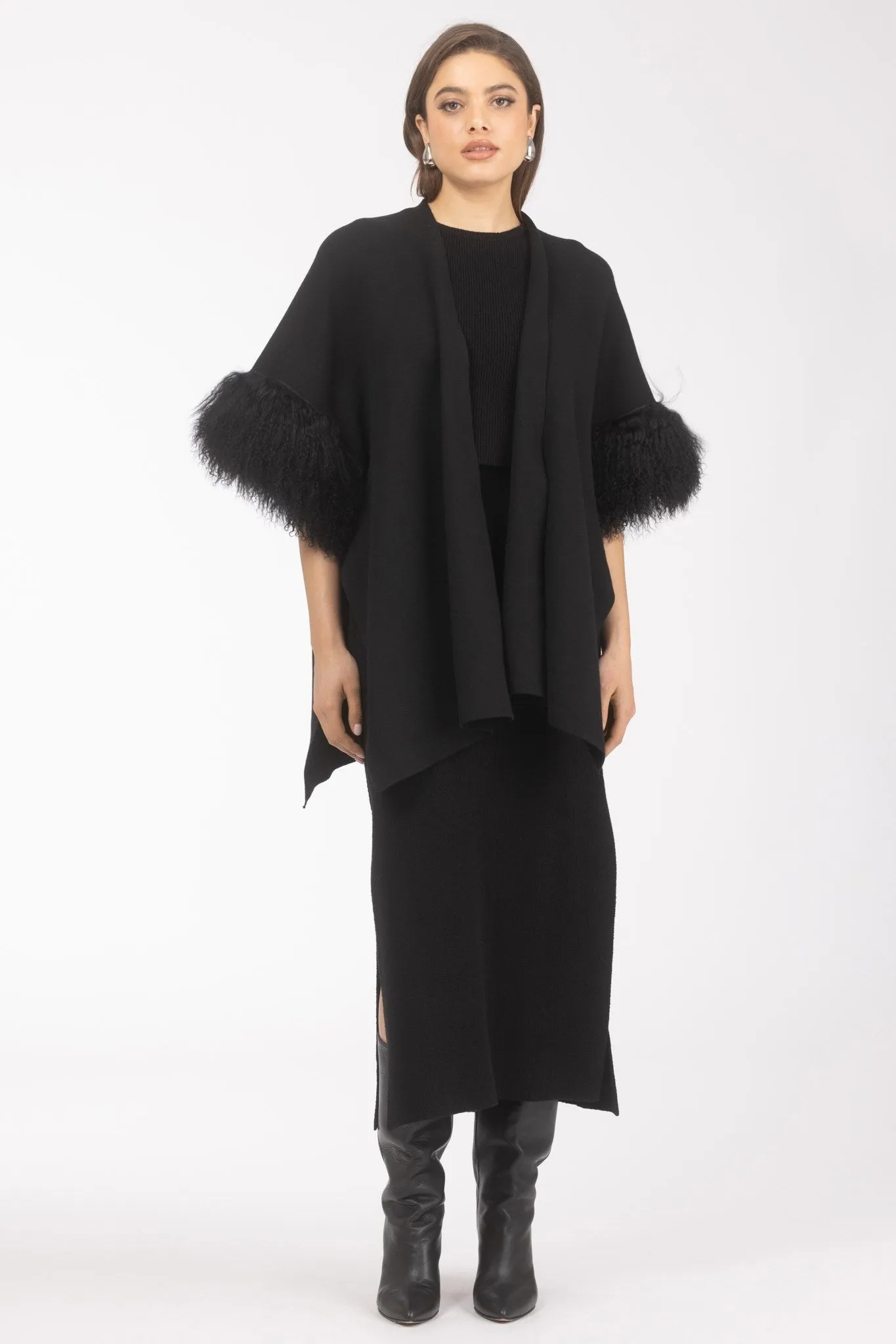 Knit Vest With Select Mongolian Shearling Lamb Trim (Tg)