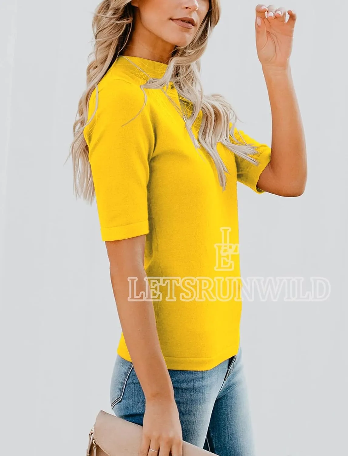 LETSRUNWILD Business Casual Tops for Women Dressy Cute Tops Mock Turtleneck Tshirts Shirts