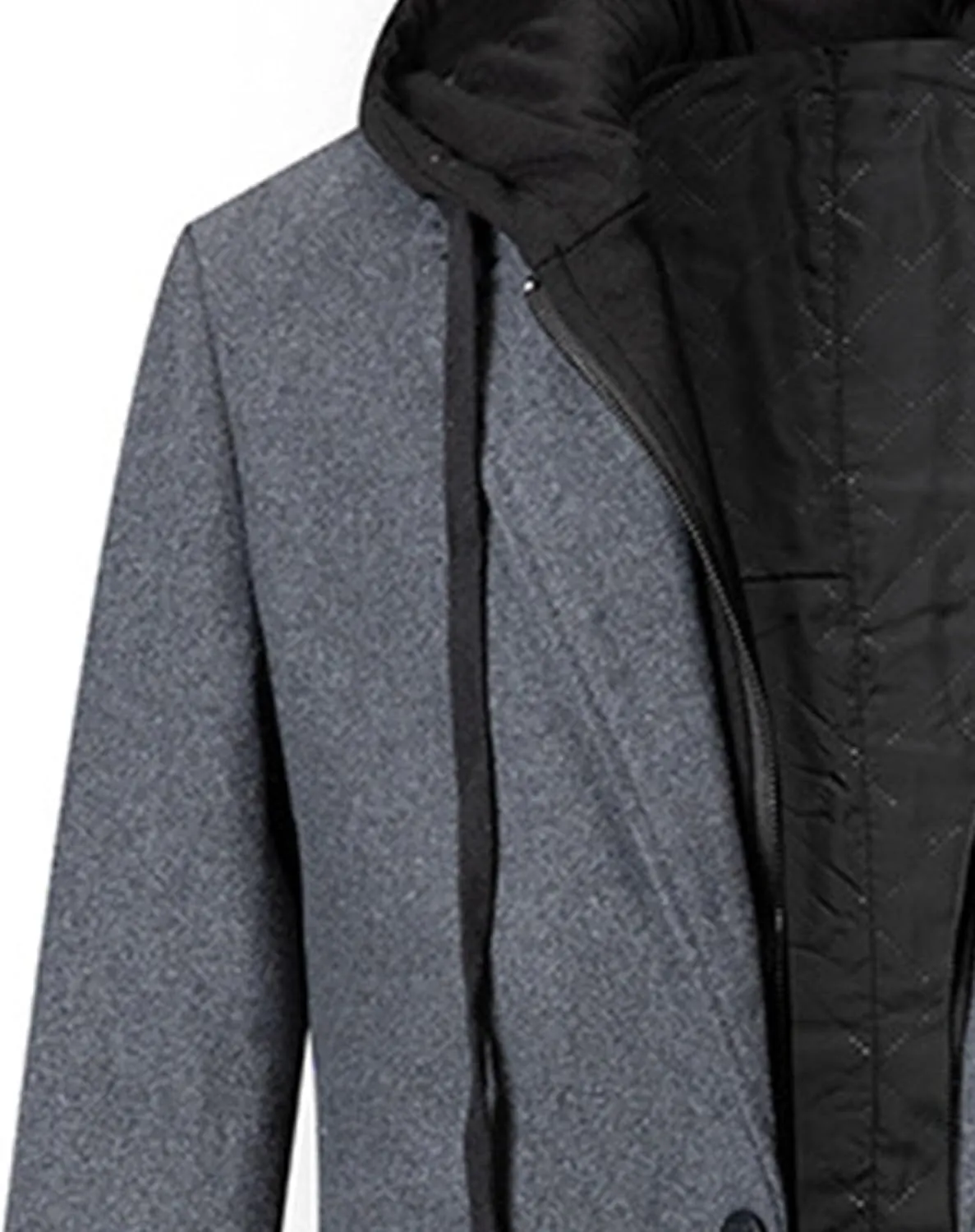 Maiyifu-GJ Men's Removable Hooded Wool Blend Overcoat Winter Single Breasted Trench Coats Casual Warm Classic Pea Jacket