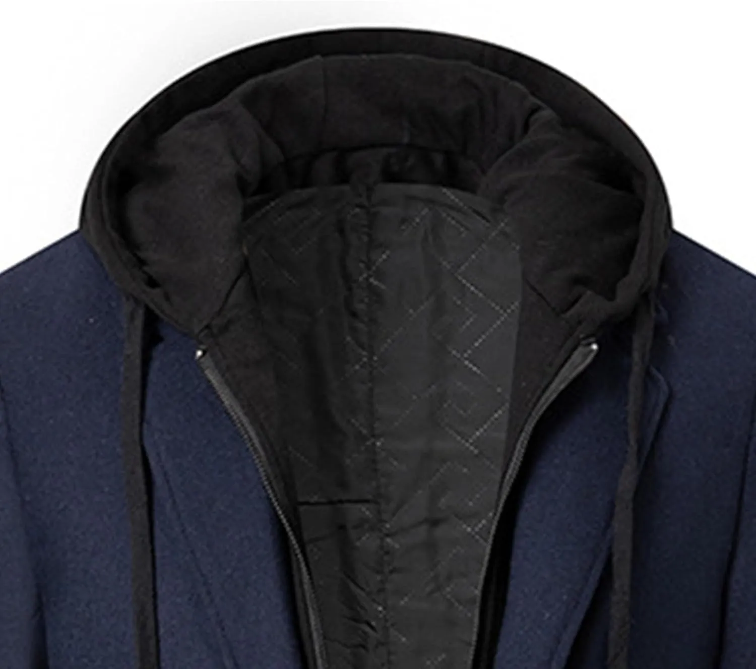 Maiyifu-GJ Men's Removable Hooded Wool Blend Overcoat Winter Single Breasted Trench Coats Casual Warm Classic Pea Jacket