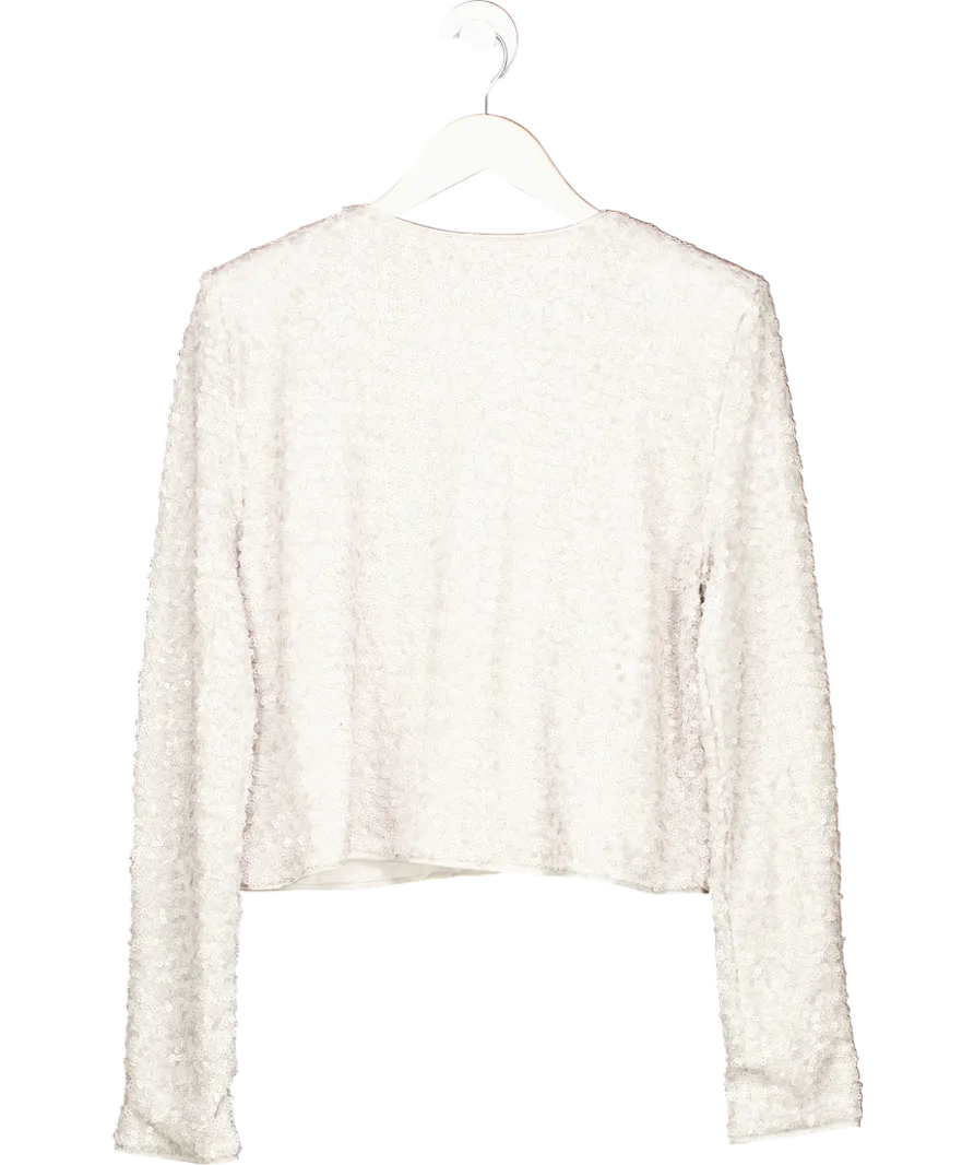 Mint Velvet Grey Sequin Bow Jacket UK M