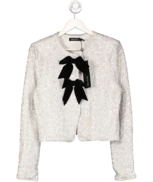 Mint Velvet Grey Sequin Bow Jacket UK M