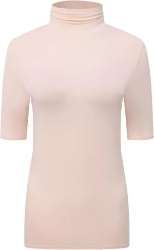 OThread & Co. Women's Half Sleeve Turtleneck T-Shirt Basic Stretch Layer Comfy High Neck Top