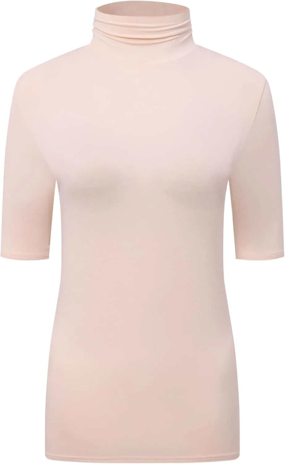 OThread & Co. Women's Half Sleeve Turtleneck T-Shirt Basic Stretch Layer Comfy High Neck Top