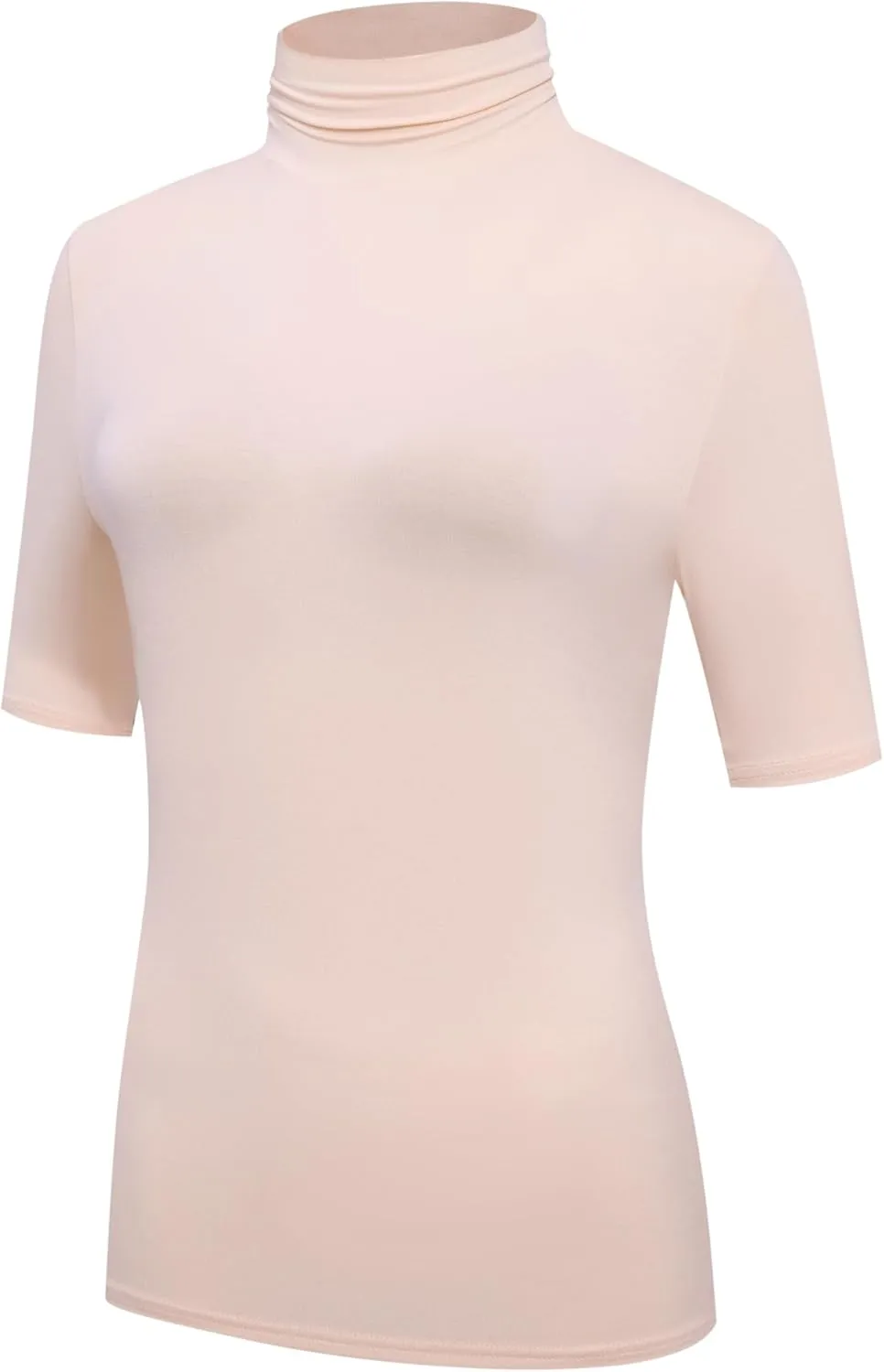 OThread & Co. Women's Half Sleeve Turtleneck T-Shirt Basic Stretch Layer Comfy High Neck Top