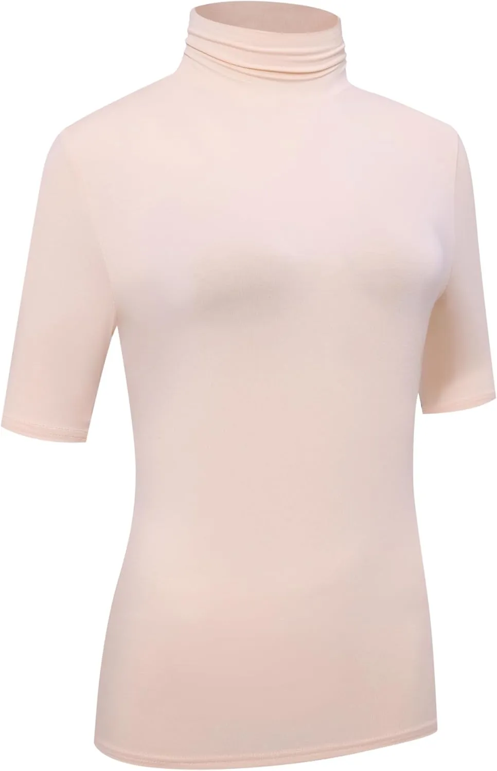 OThread & Co. Women's Half Sleeve Turtleneck T-Shirt Basic Stretch Layer Comfy High Neck Top
