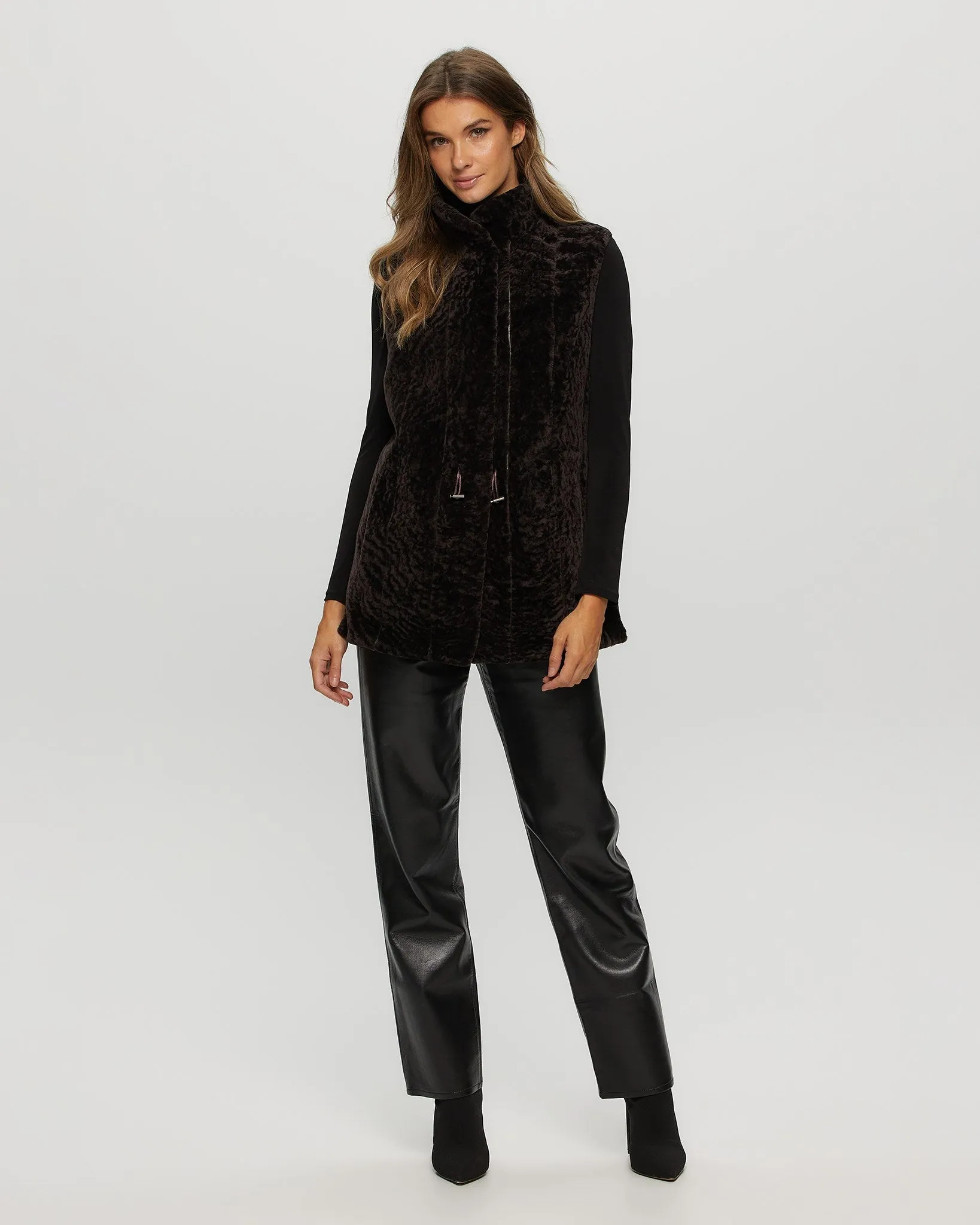 Select Shearling Lamb Vest Reversible To Taffeta