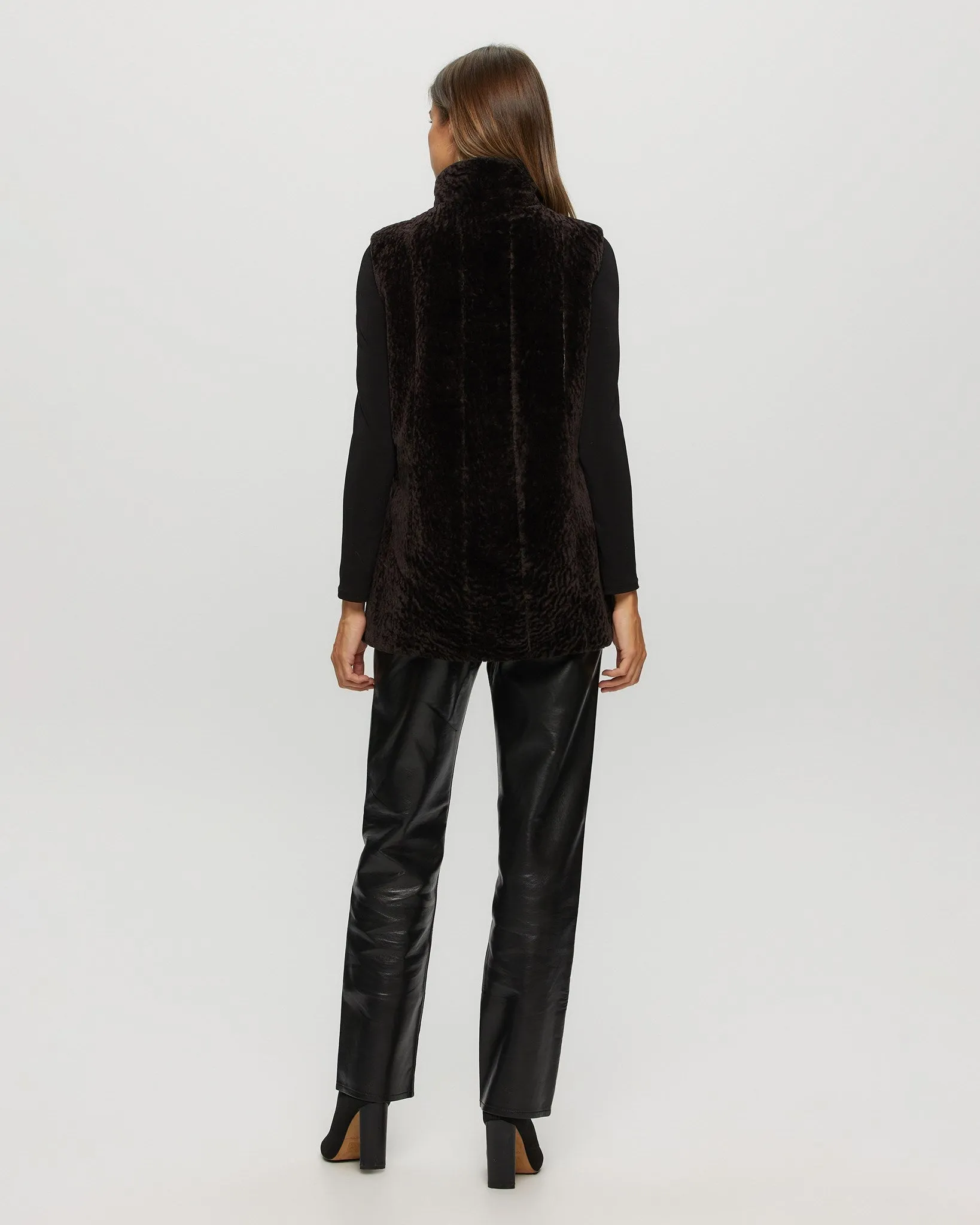 Select Shearling Lamb Vest Reversible To Taffeta