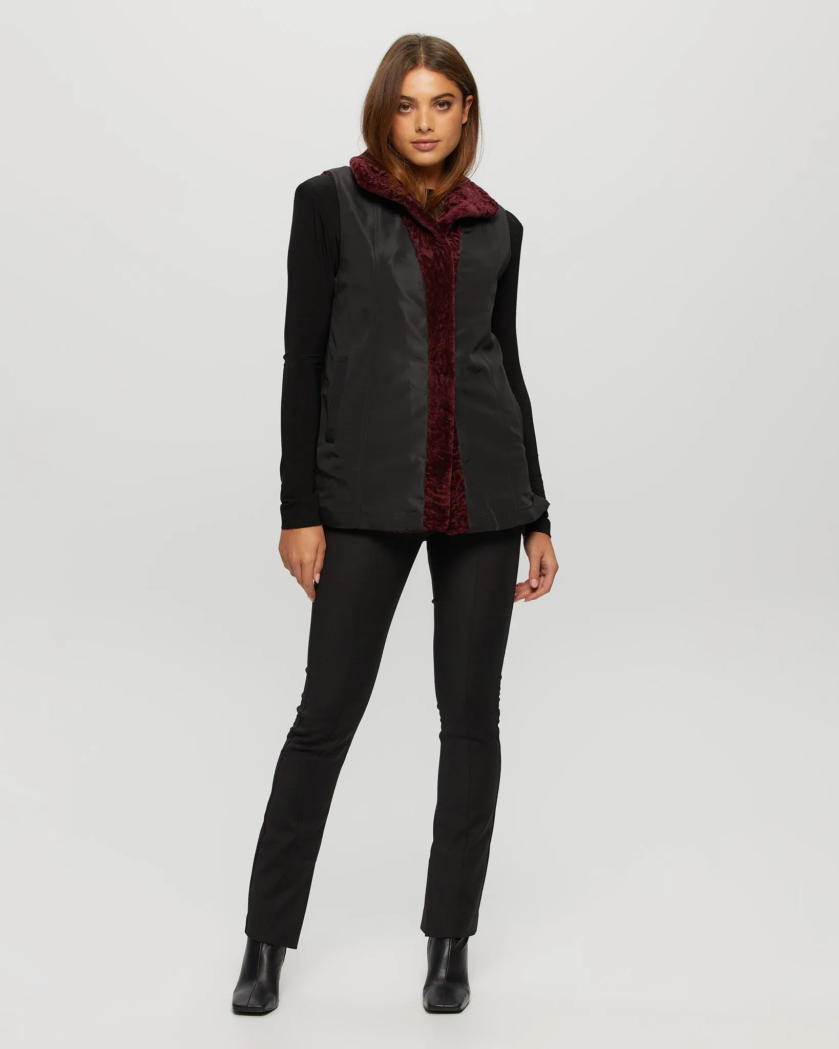 Select Shearling Lamb Vest Reversible To Taffeta