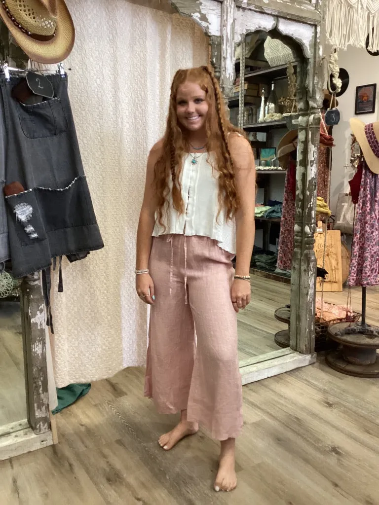 Side Slit Linen Pants
