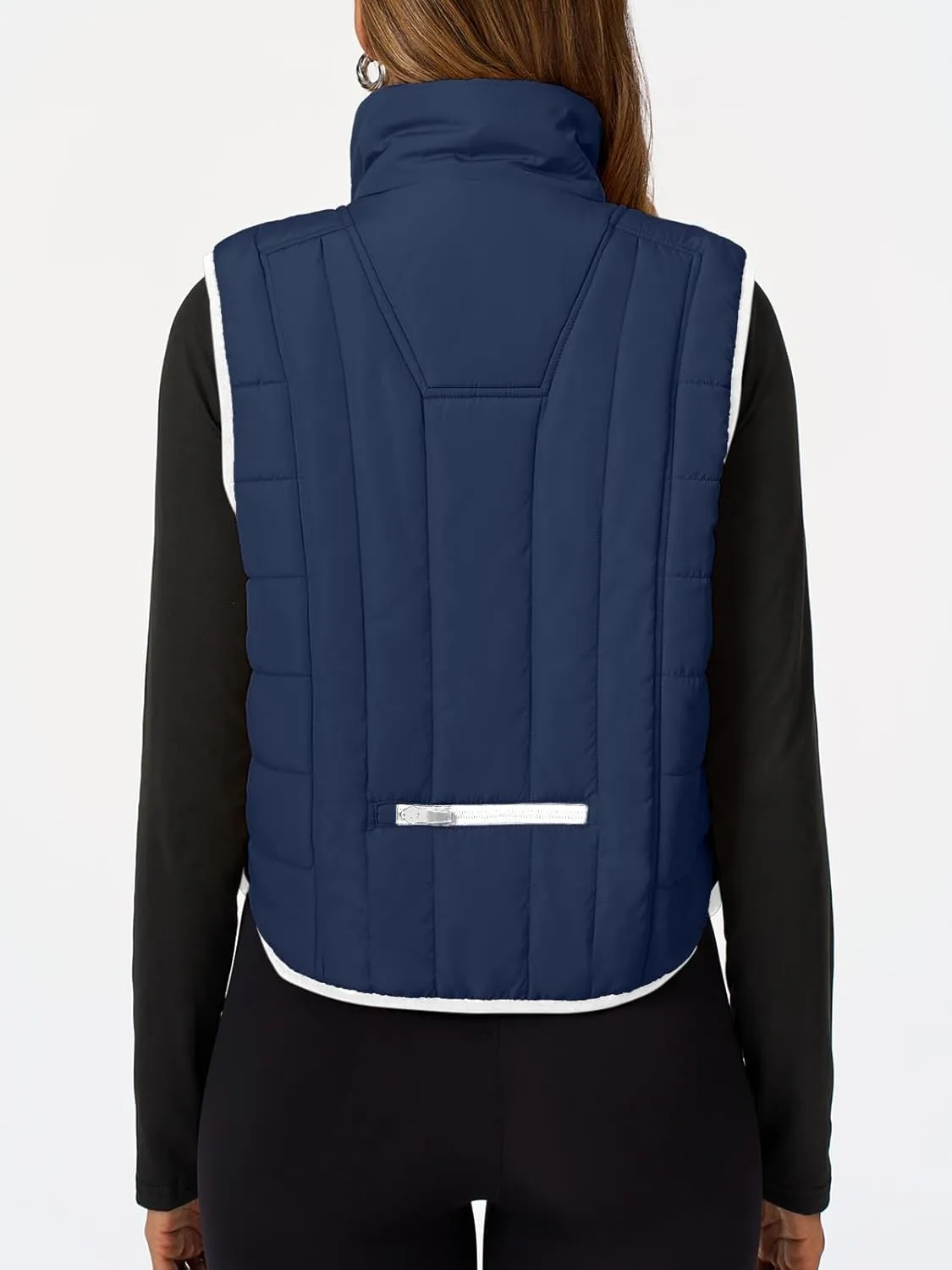 Tankaneo Womens Cropped Quilted Lightweight Vest Outerwear Running Sleeveless Jackets Zip Up Stand Collar Winter Coats