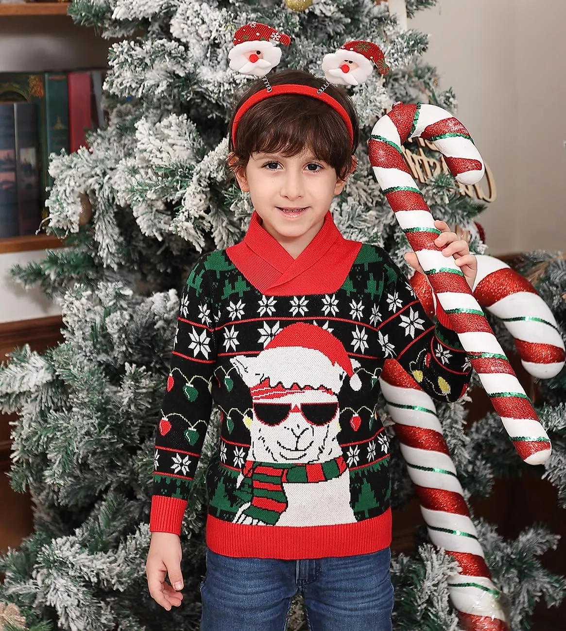 uideazone Boys Kids Ugly Christmas Sweater Novelty Toddler Knitting Xmas Lapel Pullover Jumper 18 Months-7 Years