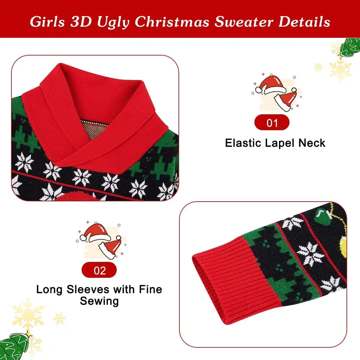 uideazone Boys Kids Ugly Christmas Sweater Novelty Toddler Knitting Xmas Lapel Pullover Jumper 18 Months-7 Years
