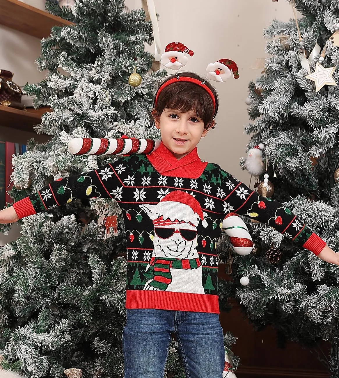 uideazone Boys Kids Ugly Christmas Sweater Novelty Toddler Knitting Xmas Lapel Pullover Jumper 18 Months-7 Years