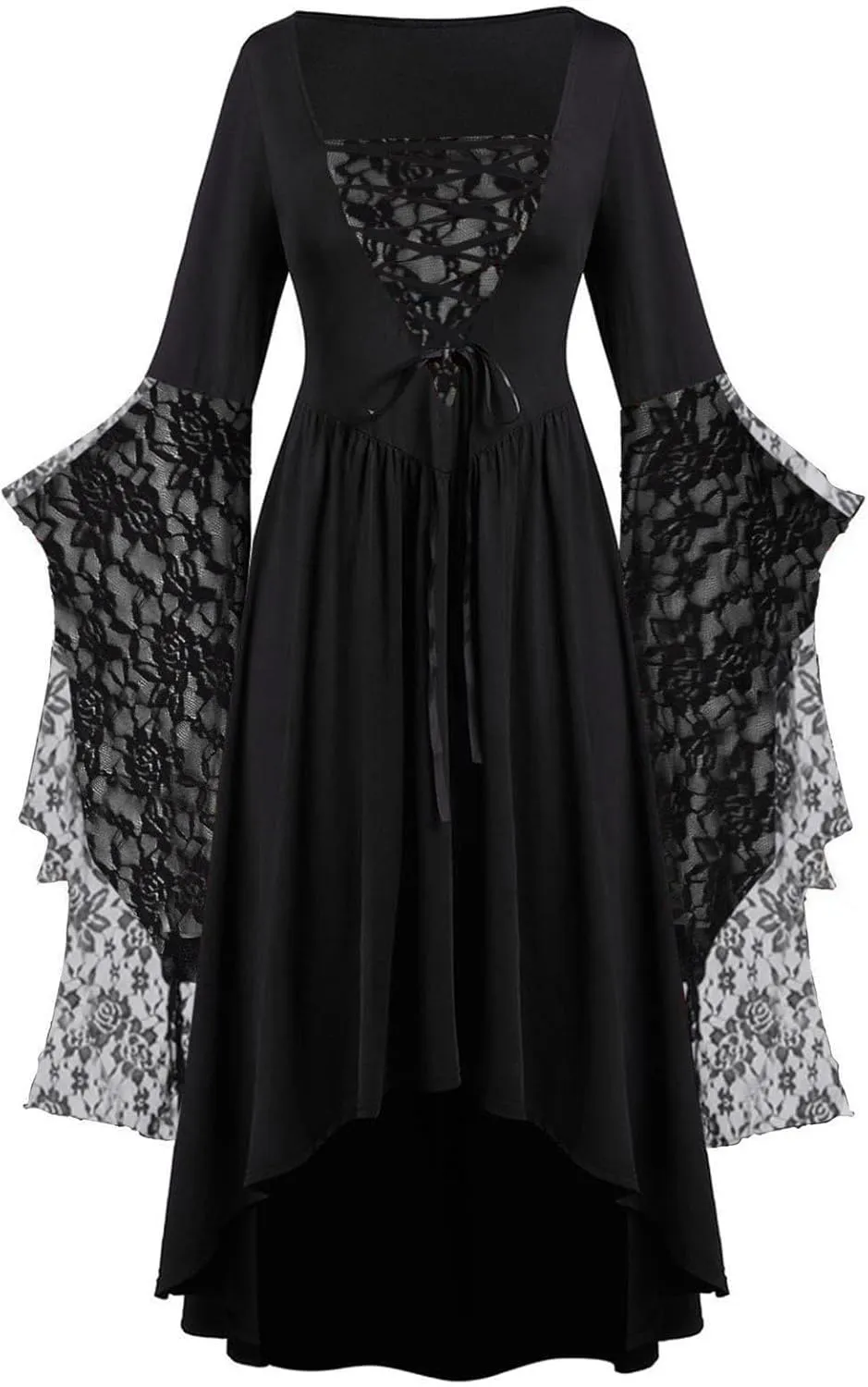 Vacation Halloween Dresses for Women Sleeve V Neck Lace Skull Midi Vintage Goth Thermal Fuzzy Dresses Women