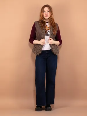 Vintage 00's Women Faux Shearling Vest in Brown