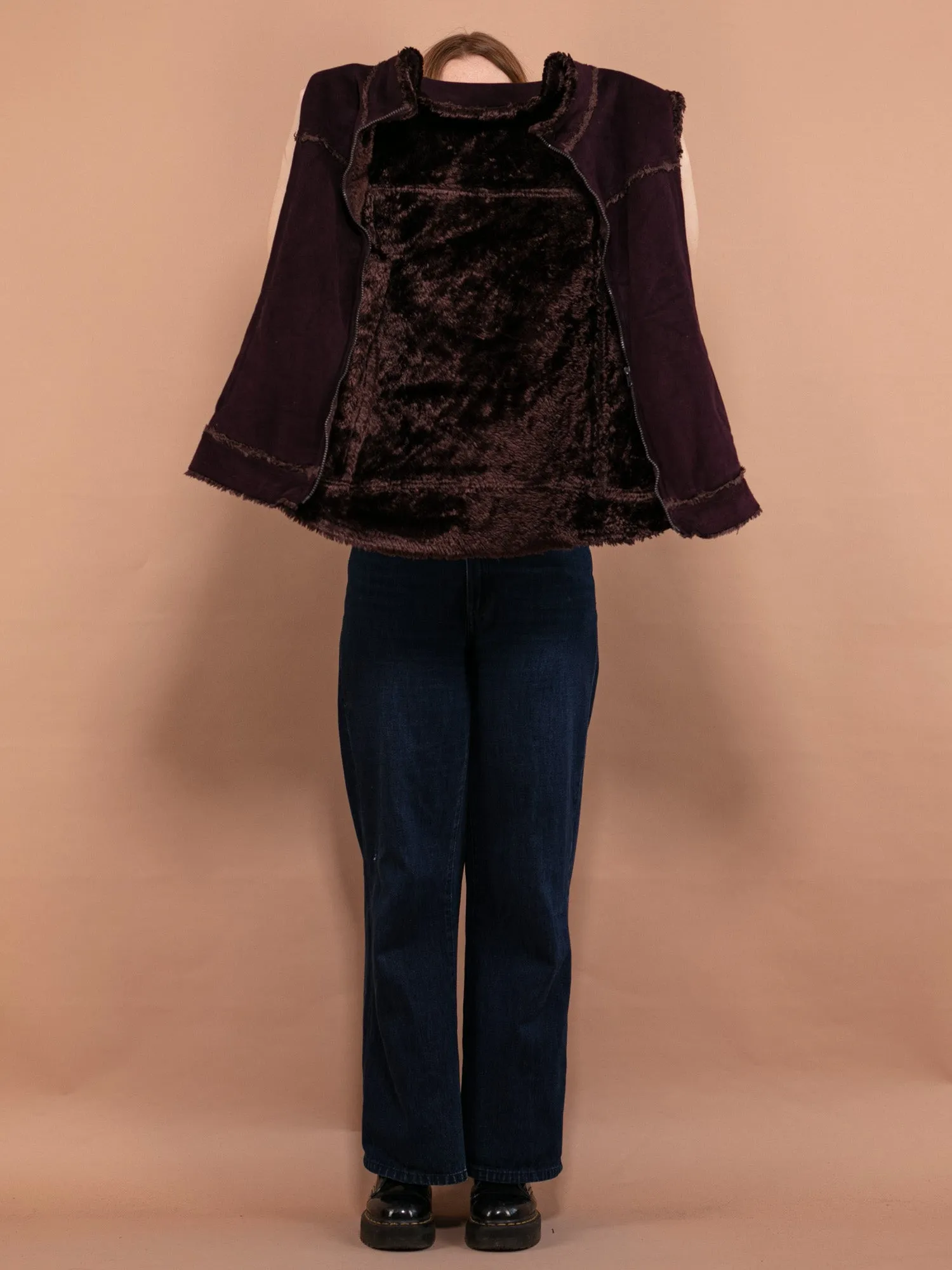Vintage 00's Women Faux Shearling Vest in Purple