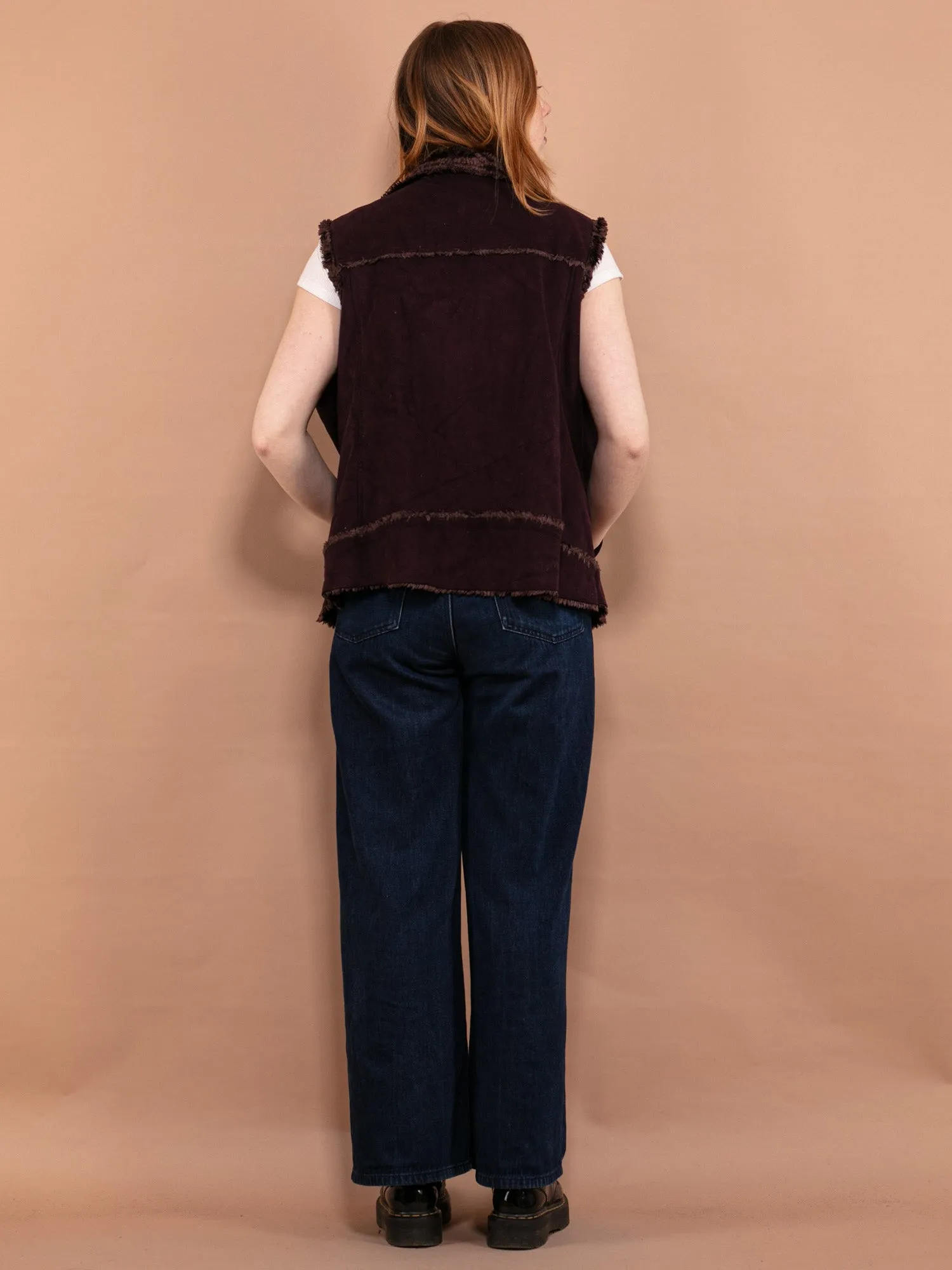 Vintage 00's Women Faux Shearling Vest in Purple